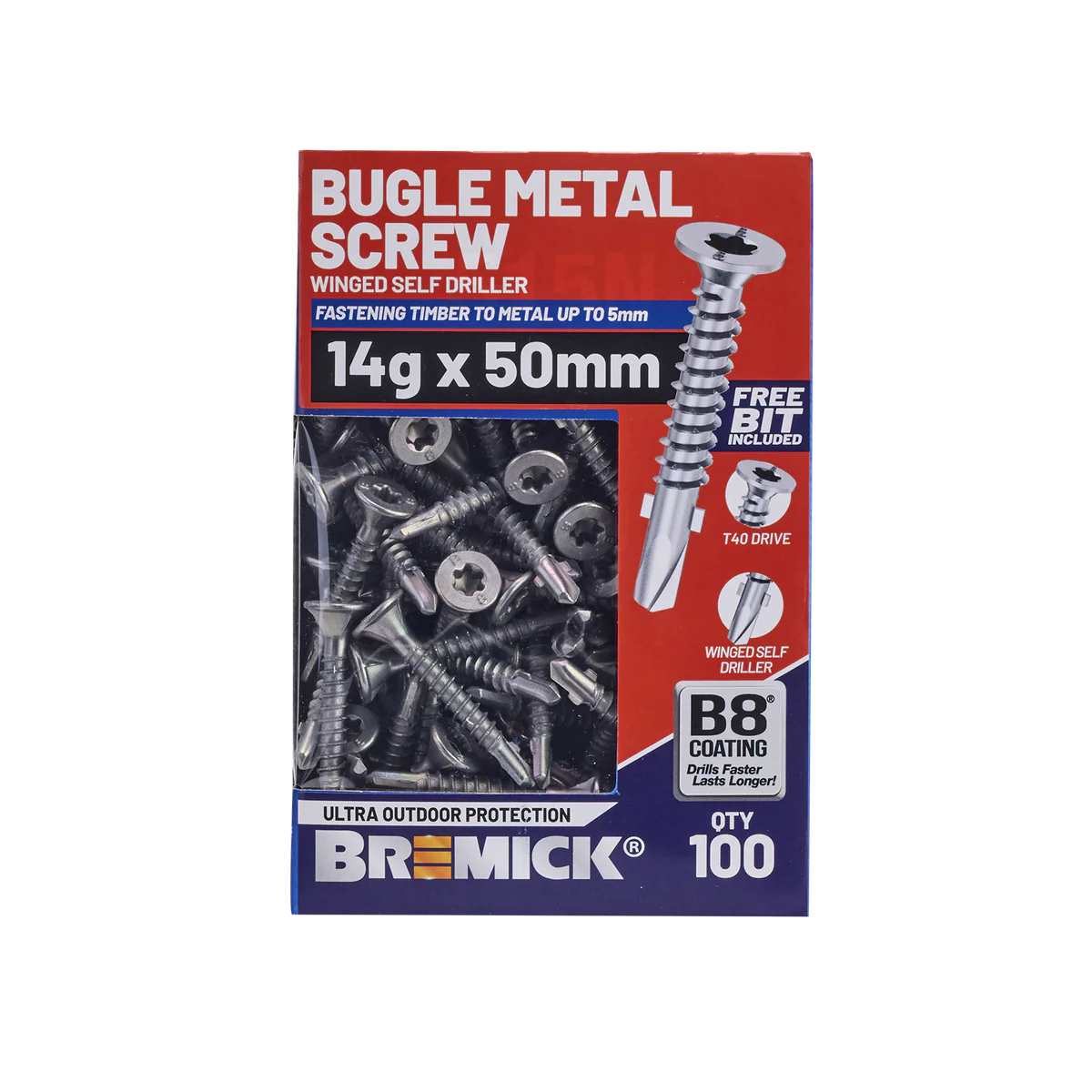Bremick Metal Bugle Screw 14g x 50mm T40 B8 - Box of 100 - Corrosion Resistant - Image 2