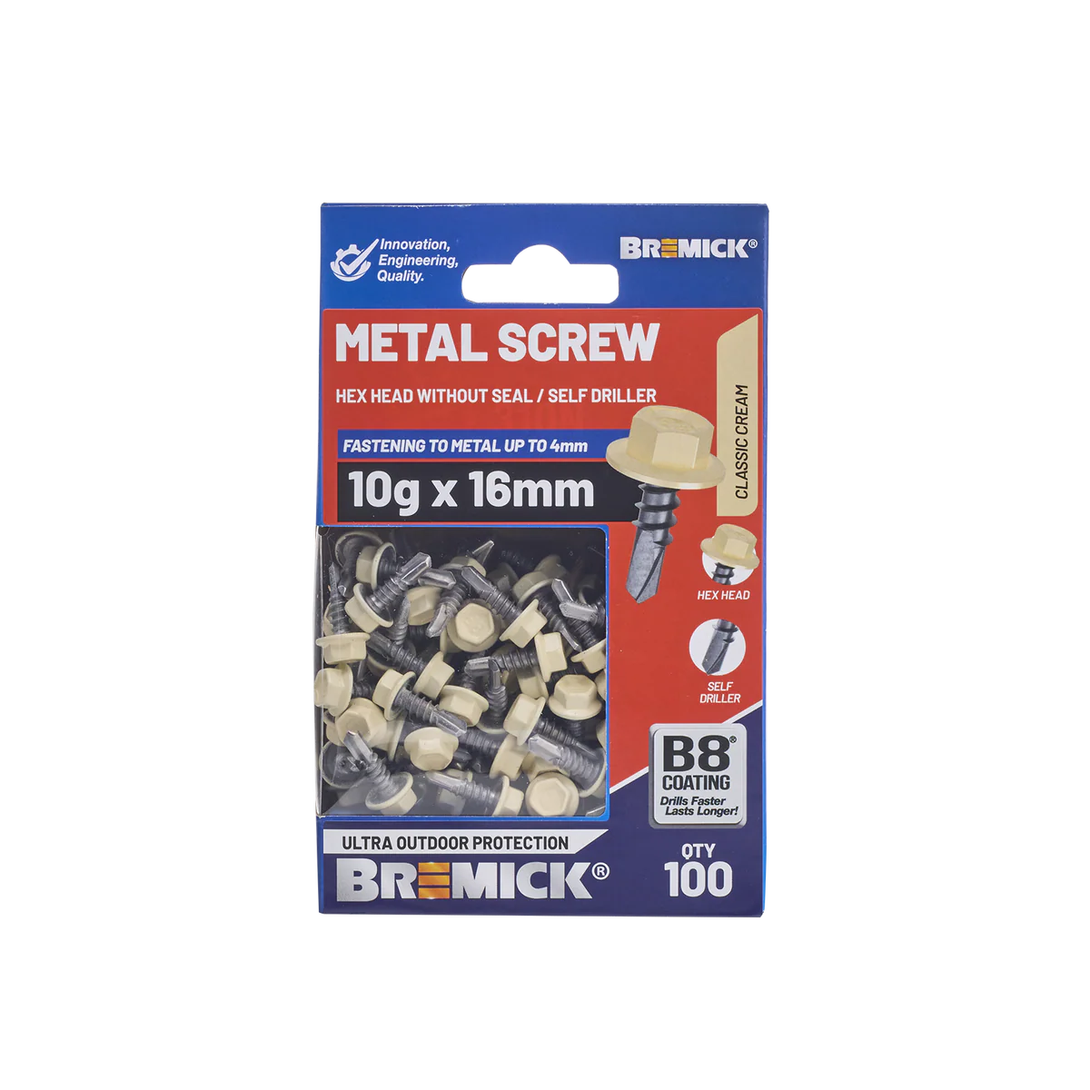 Bremick Metal Hex Screw 10g x 16mm B8 Coating - Box of 100 - Self-Drilling - Image 2