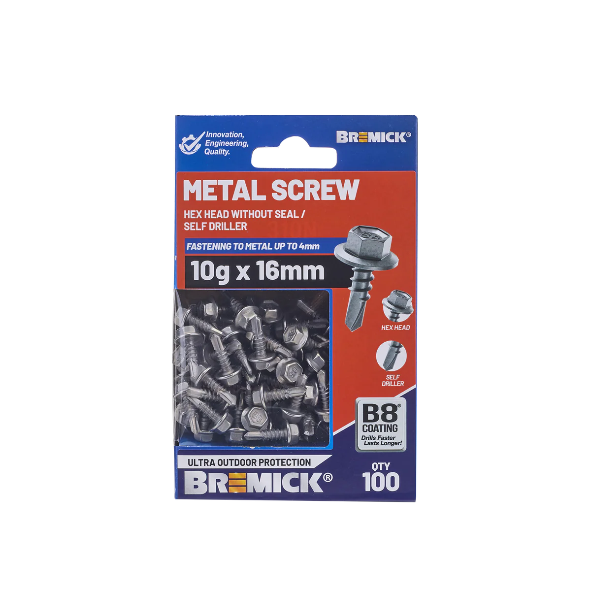 Bremick Metal Hex Screw 10g x 16mm - Box of 100 - Self-Drilling - B8 Coating - Image 2