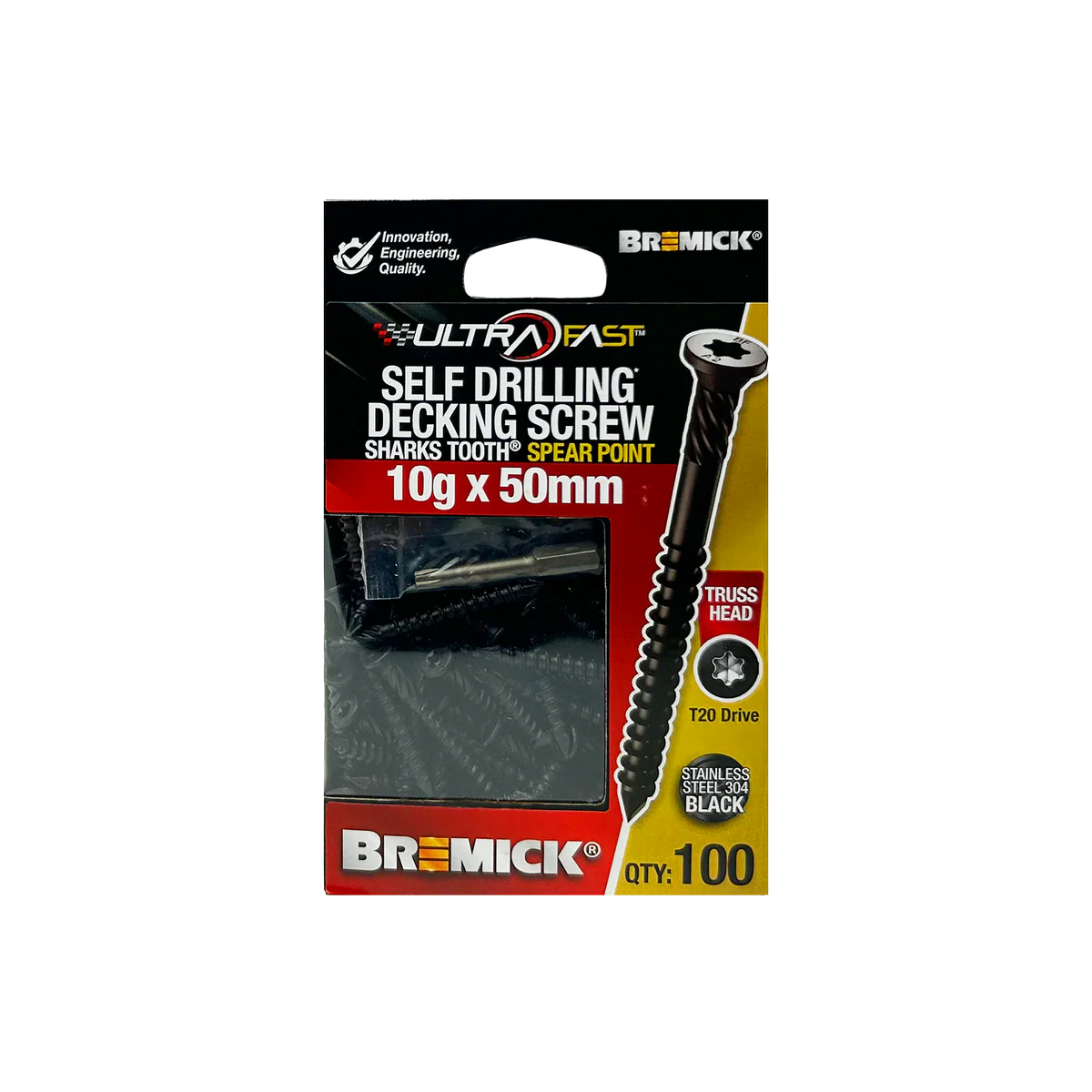 Bremick Ultrafast Stainless Steel 304 Black T20 Truss Head Screws - 10g x 50mm - 100 Pack - Smooth Installation - Secure Hold - Image 2
