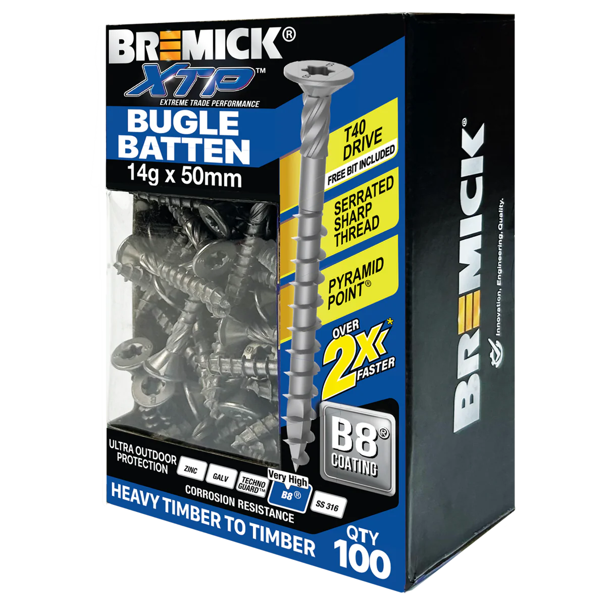 Bremick XTP Bugle Batten 14g x 50mm T40 B8 - 100 Pack - Fast Installation