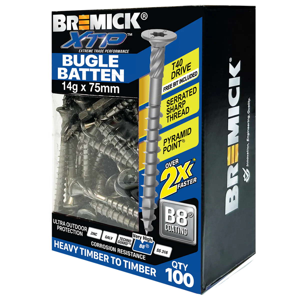 Bremick XTP Bugle Batten 14g x 75mm B8 - 100 Pack - Quick Installation, Corrosion Resistant