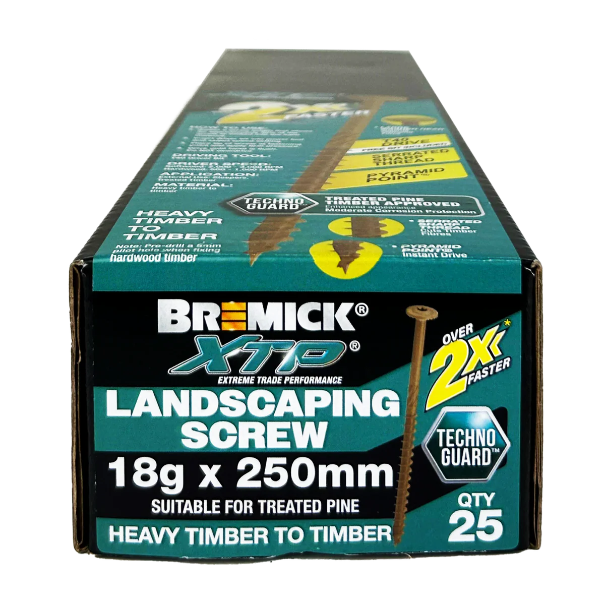 Bremick Xtp Landscape Screw 18g x 250mm - 25 Pack - T40 Drive - Corrosion Resistant