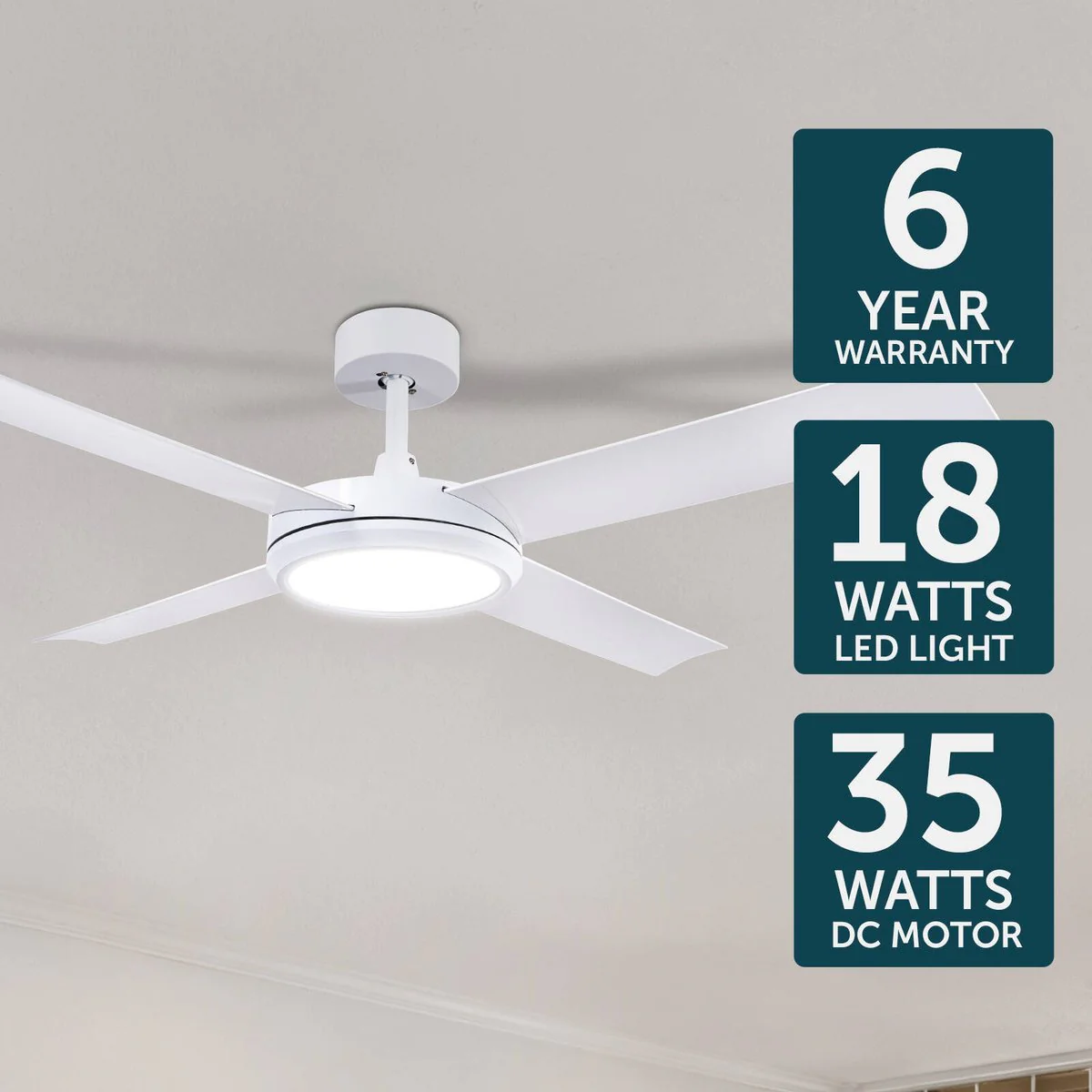 Brilliant 52" White LED CCT Inaya DC Ceiling Fan - Energy Efficient - Quiet Operation - Image 5