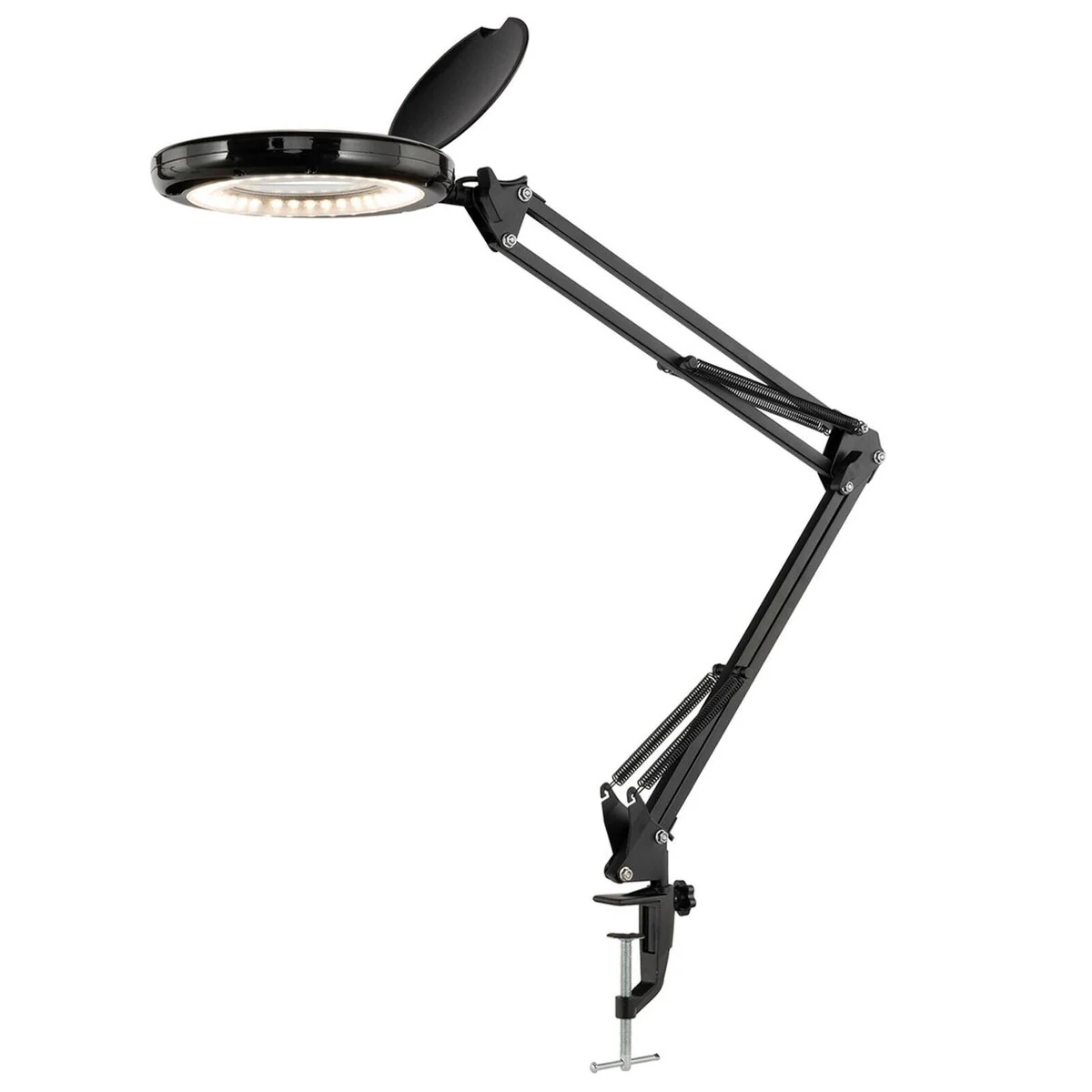 Brilliant 78cm Black Spy Magnifying LED Clamp Lamp - 1.5x Magnification, 500 Lumen