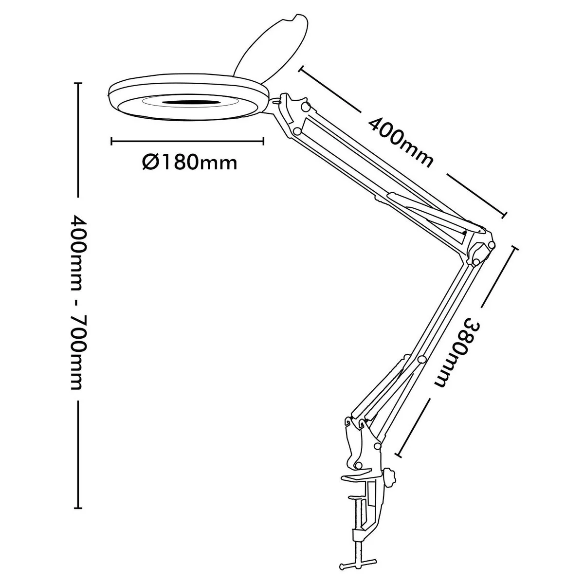 Brilliant 78cm Black Spy Magnifying LED Clamp Lamp - 1.5x Magnification, 500 Lumen - Image 4