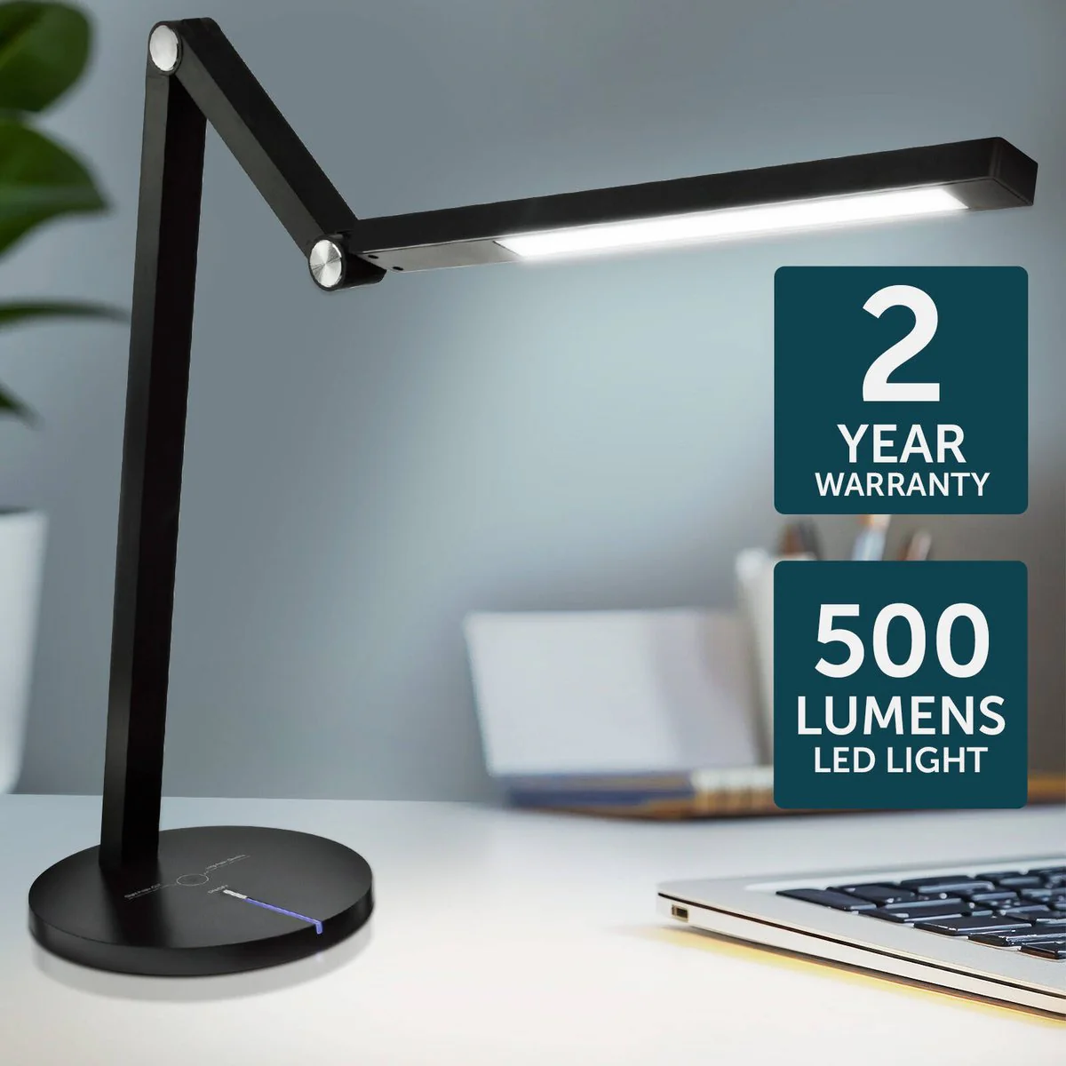 Brilliant Black Concertina LED Desk Lamp - 500 Lumens - 3 Colour Settings - Image 2