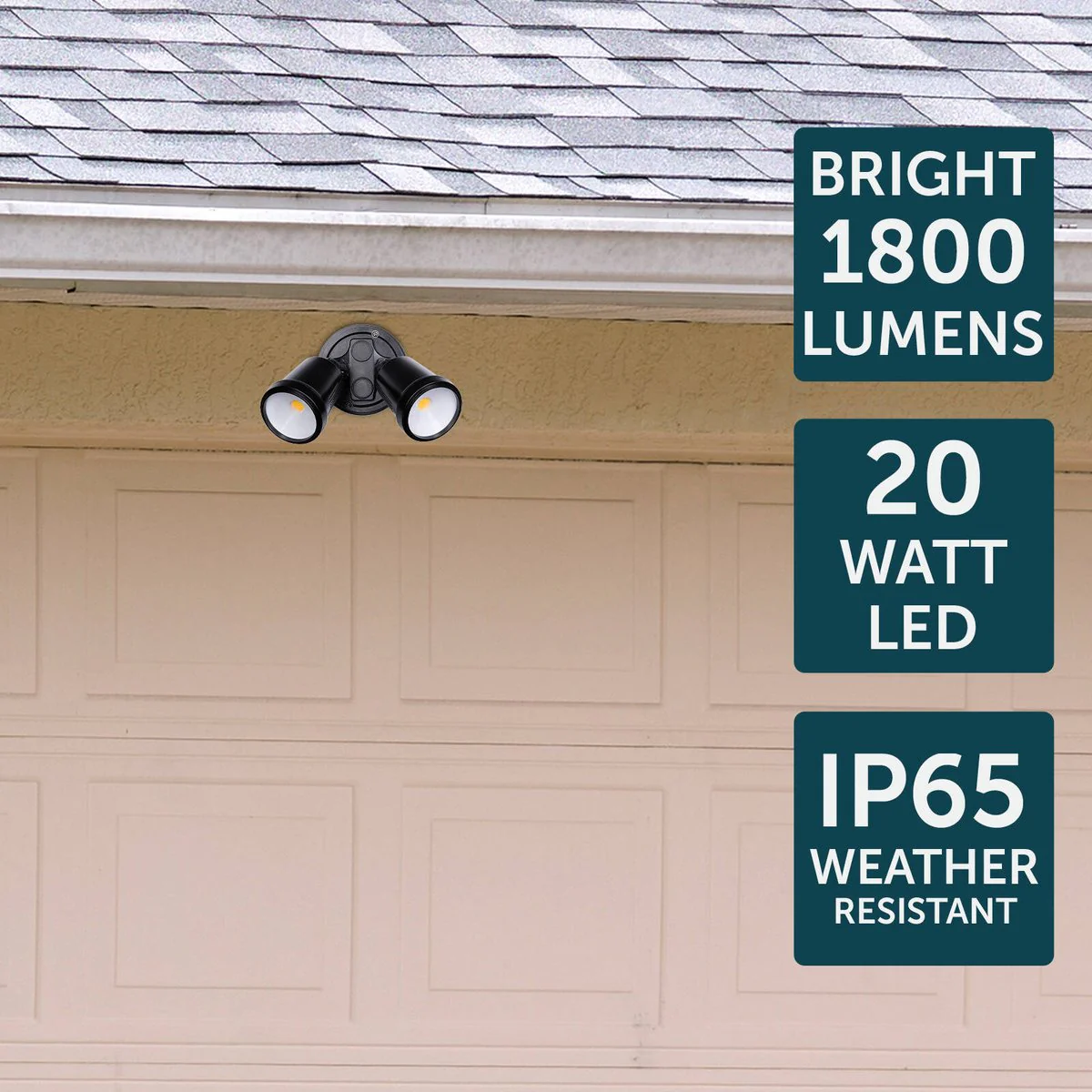 Brilliant Black Raptor III Twin Flood Light - 20W - 1800 Lumens - IP65 Weather Resistant - Image 4