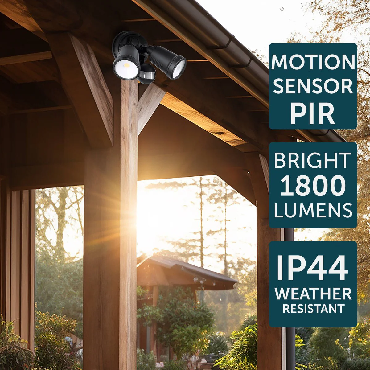 Brilliant Black Raptor III Twin Security Light - 20W - 1800 Lumens - PIR Sensor - Outdoor Use - Image 5