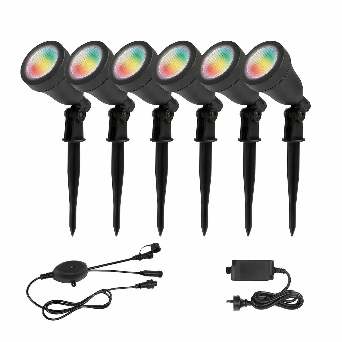 Brilliant Corymbia Spot Pond Smart Garden Light Kit 6 Pack - 13.3m - Black