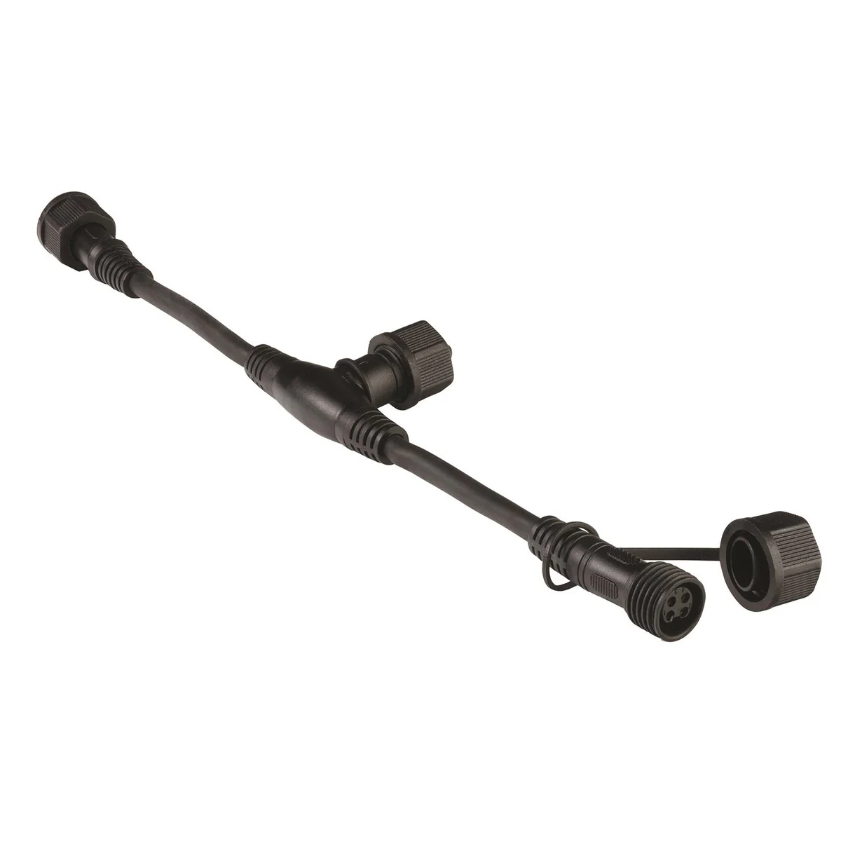 Brilliant Lighting T Piece Connector - 4-Pin RGB Garden Light Splitter - IP68 Waterproof - 15mm x 15mm x 100mm - Black - Image 3
