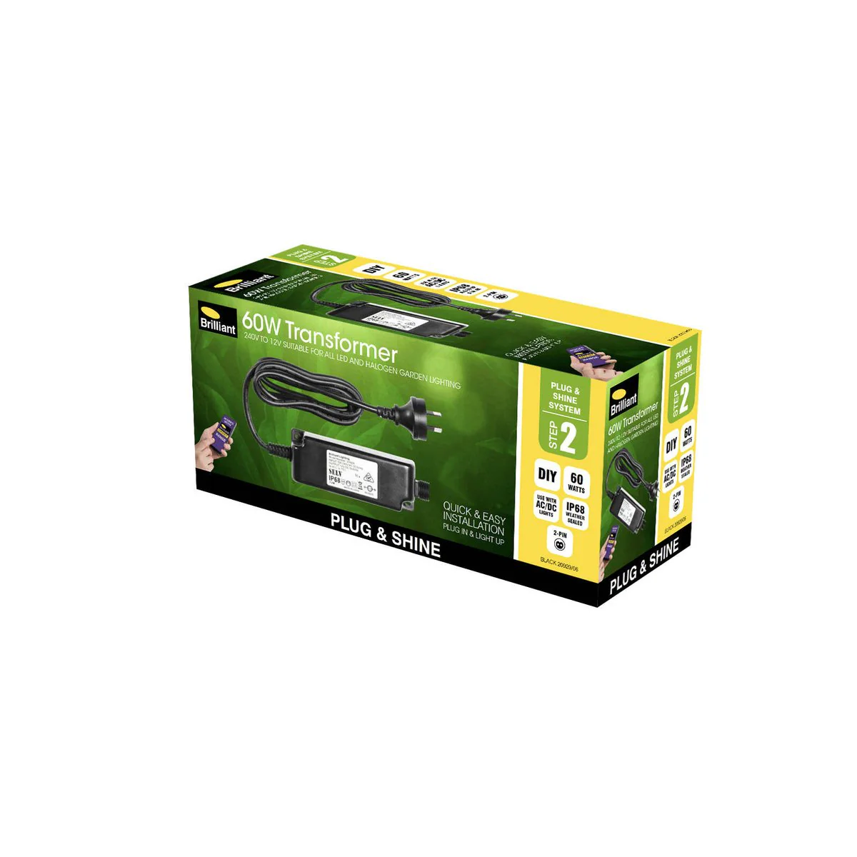 Brilliant Lighting 12V 60W DC LED Garden Transformer - IP68 Weather Resistant - Black - Image 2