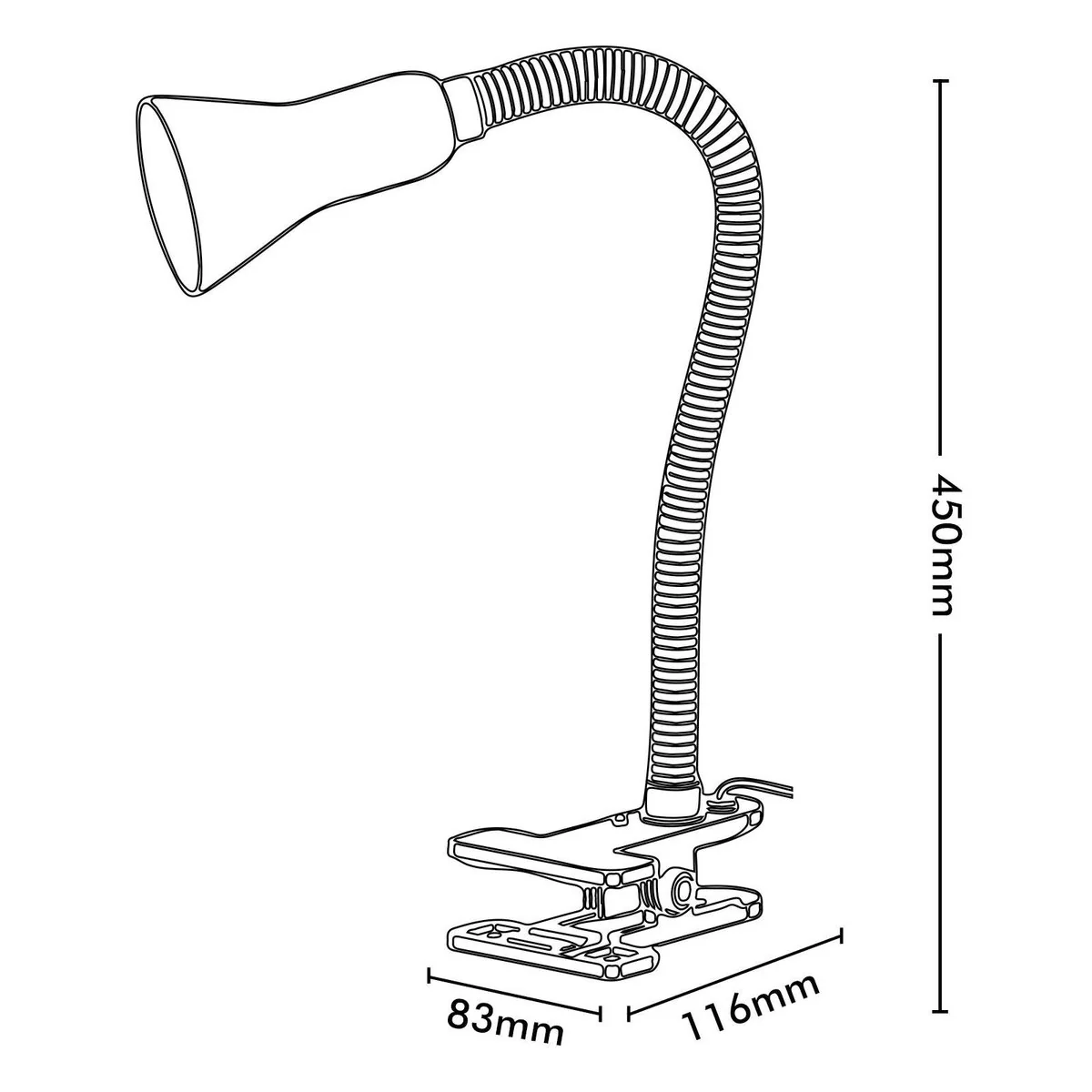 Brilliant Lighting Vito Clamp Lamp - 1 x 450mm - White - Flexible Neck - Image 4