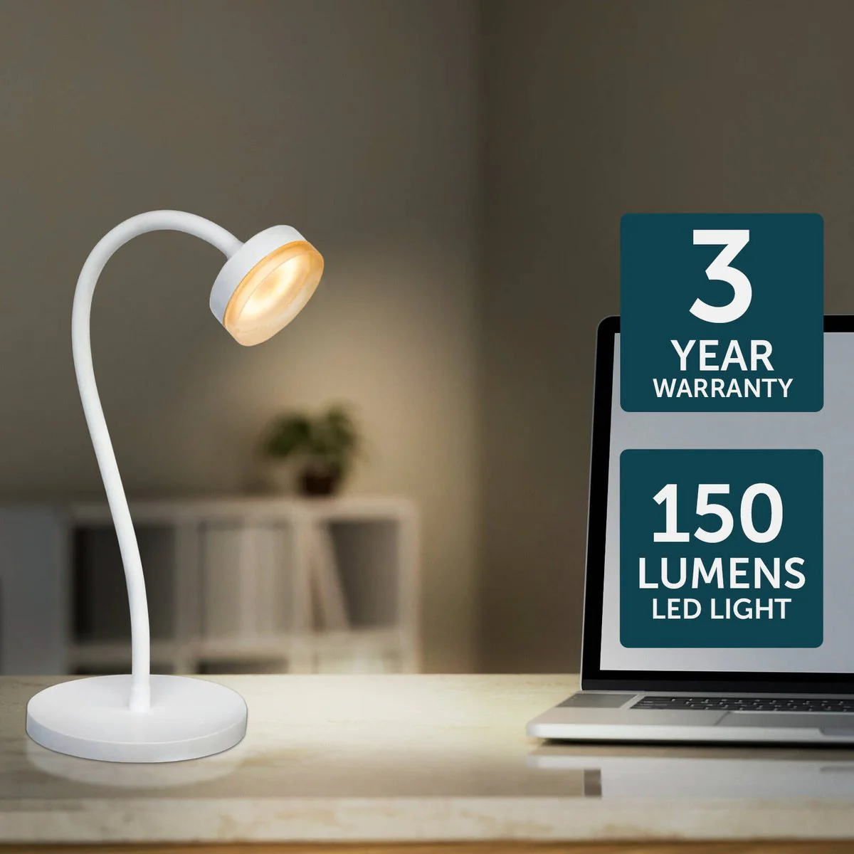 Brilliant Jerico Desk Lamp - 3W LED - 40cm - Matt White - Image 4