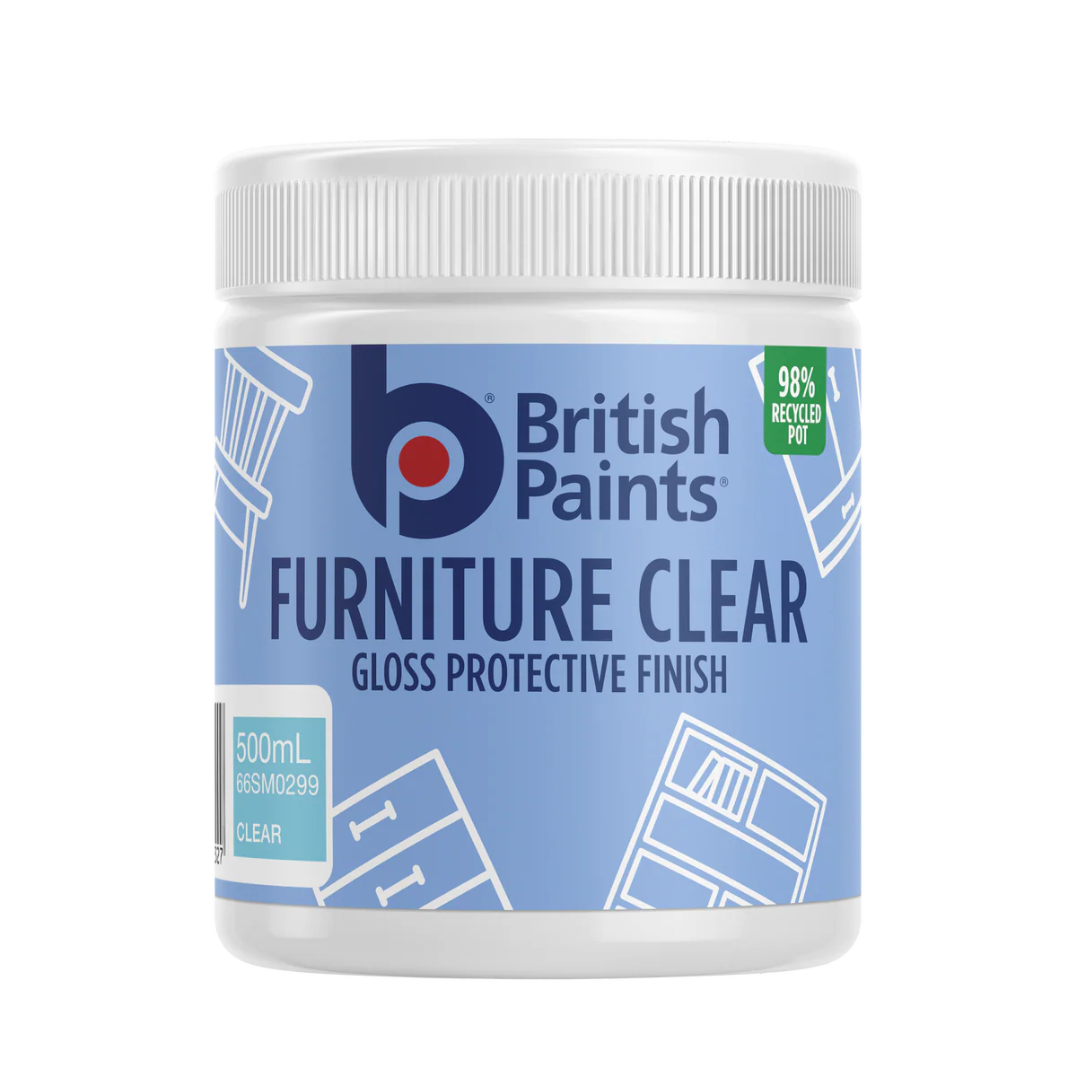 British Paints Furniture Clear Gloss Finish - 500ml - Durable Protection
