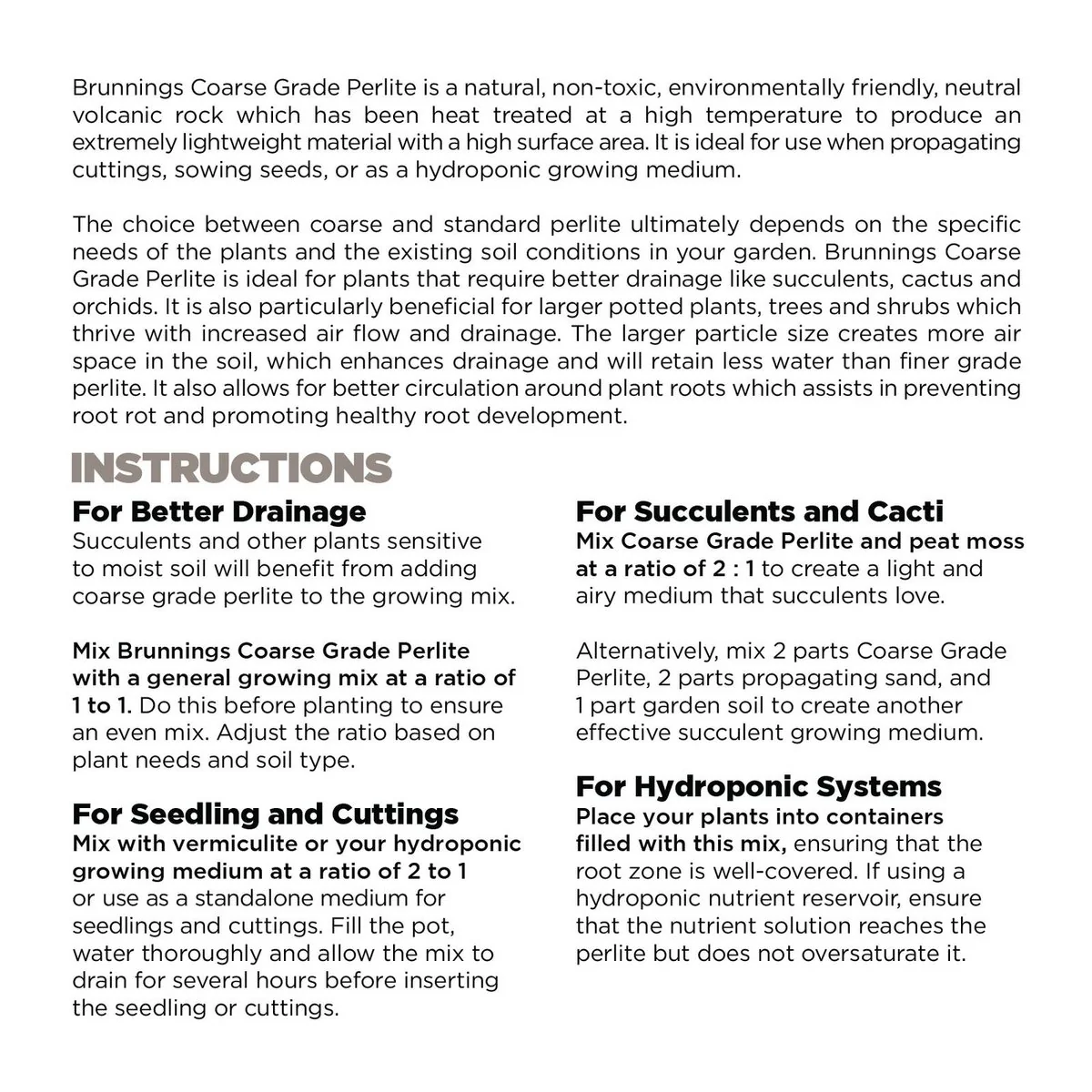 Brunnings 5L Coarse Grade Perlite - Natural Volcanic Rock - 5L - Enhances Drainage and Air Circulation - Image 2