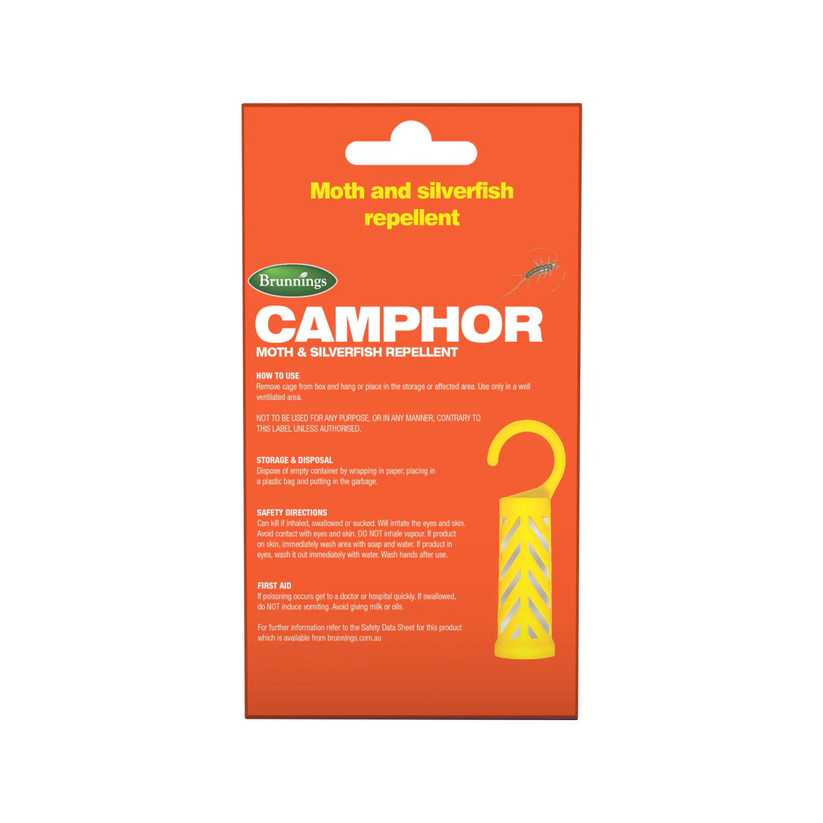 Brunnings Camphor Moth & Silverfish Repellent 3 Pack - 85mm x 115mm - Indoor Use - Image 2