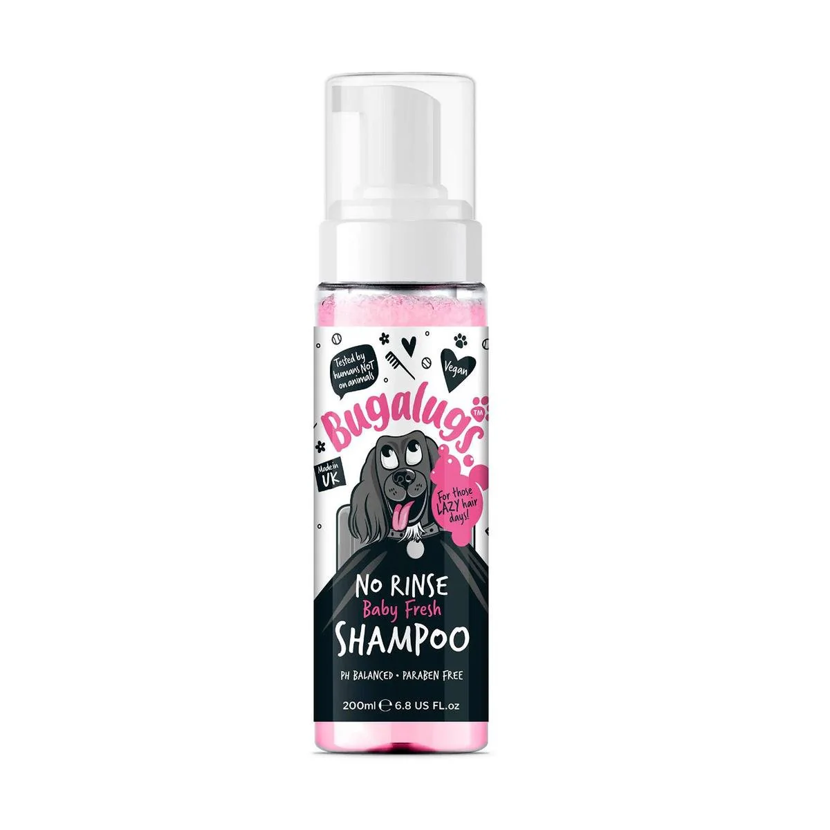 Bugalugs No Rinse Dog Shampoo - 200ml - Baby Fresh Fragrance - Vegan