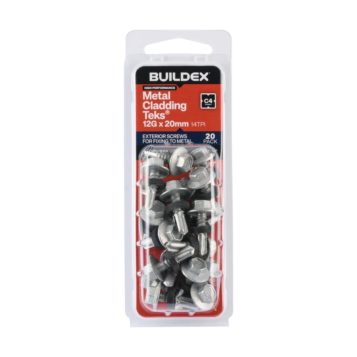 Buildex Cladding Fencing Teks Screws 12g x 20mm 20 Pack - Self-Drilling - Corrosion-Resistant