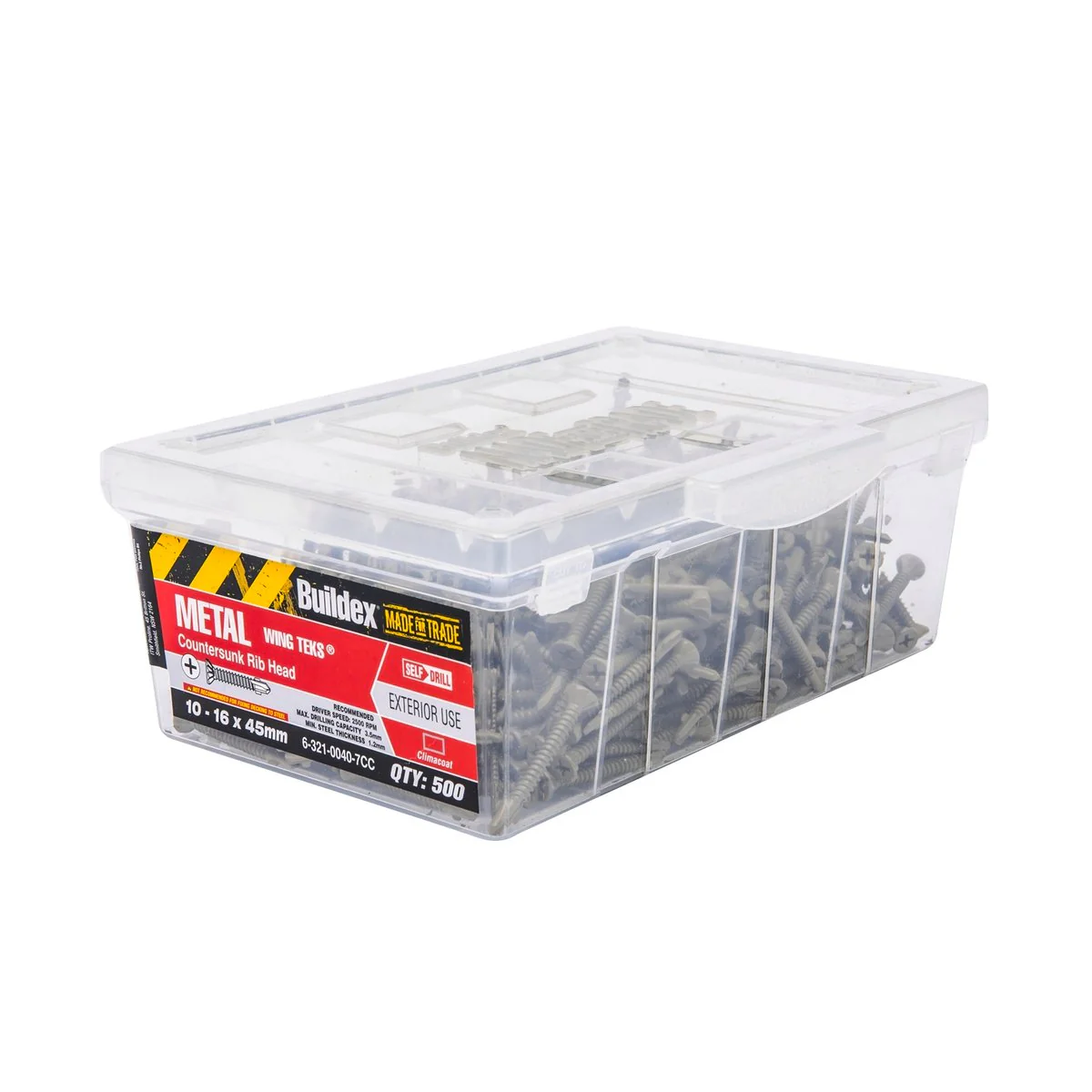 Buildex Metal Wing Tek Screws 10 16mm Climacoat 500 Box Durable