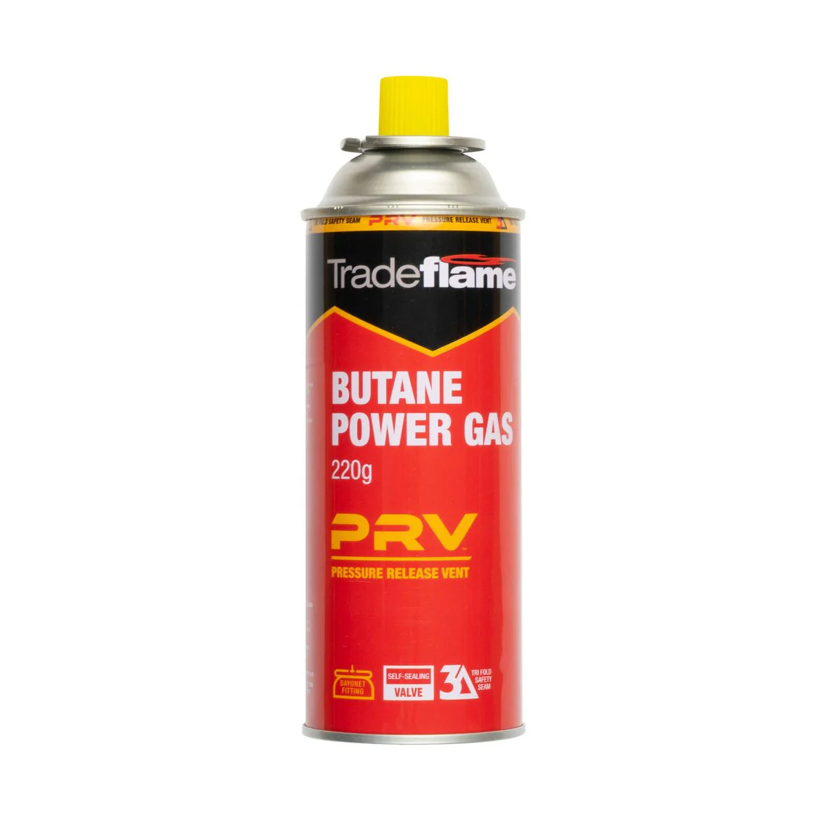 Butane Power Gas 220g Bayonet Cartridge - PRV Safety Technology - EN417 Compliant