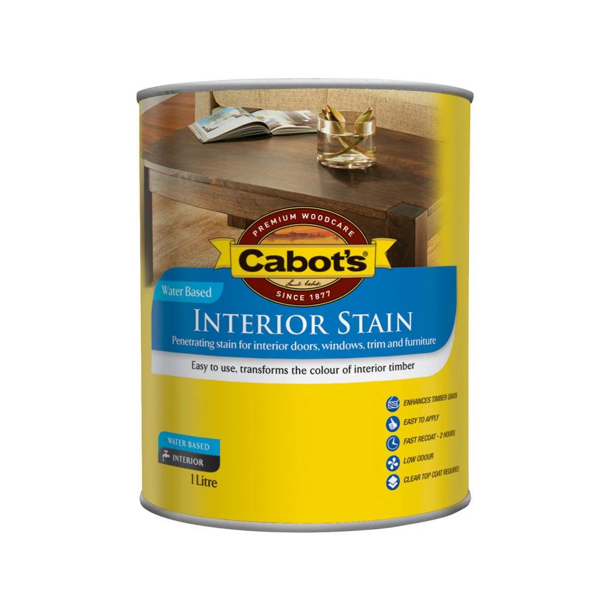 Cabot Cedar Water Based Interior Stain 1L Easy To Apply Low Odour
