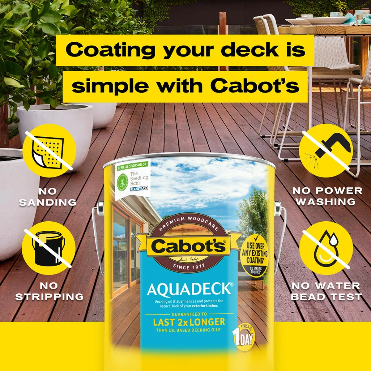 Cabot S Aquadeck Exterior Decking Oil 4L - Jarrah - Water-Based, UV Protection - Image 2