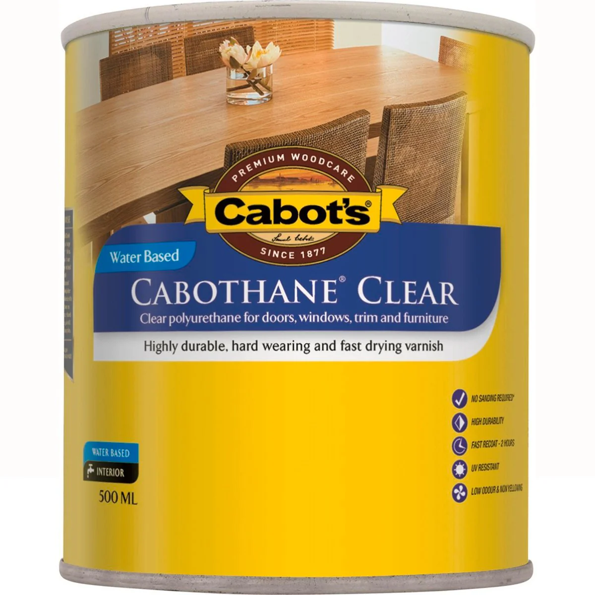 Cabot S Cabothane Clear Polyurethane - 500ml - Water Based - Satin Finish