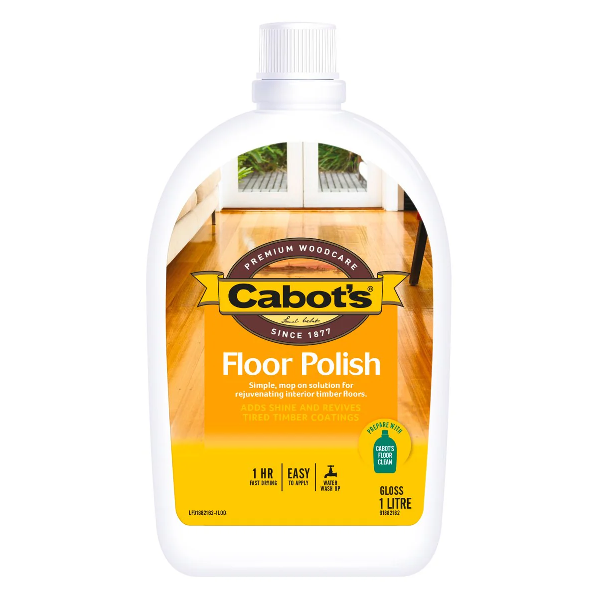 Cabot S Floor Polish - 1L - Clear - Water Based - Fast Drying