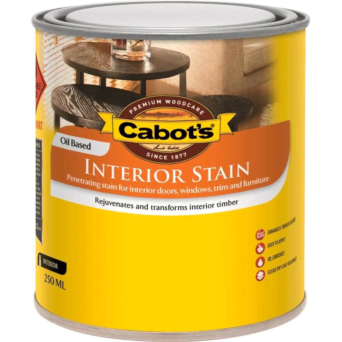 Cabot S Interior Stain Tint Base 250ml Oil Based Enhances Timber Grain