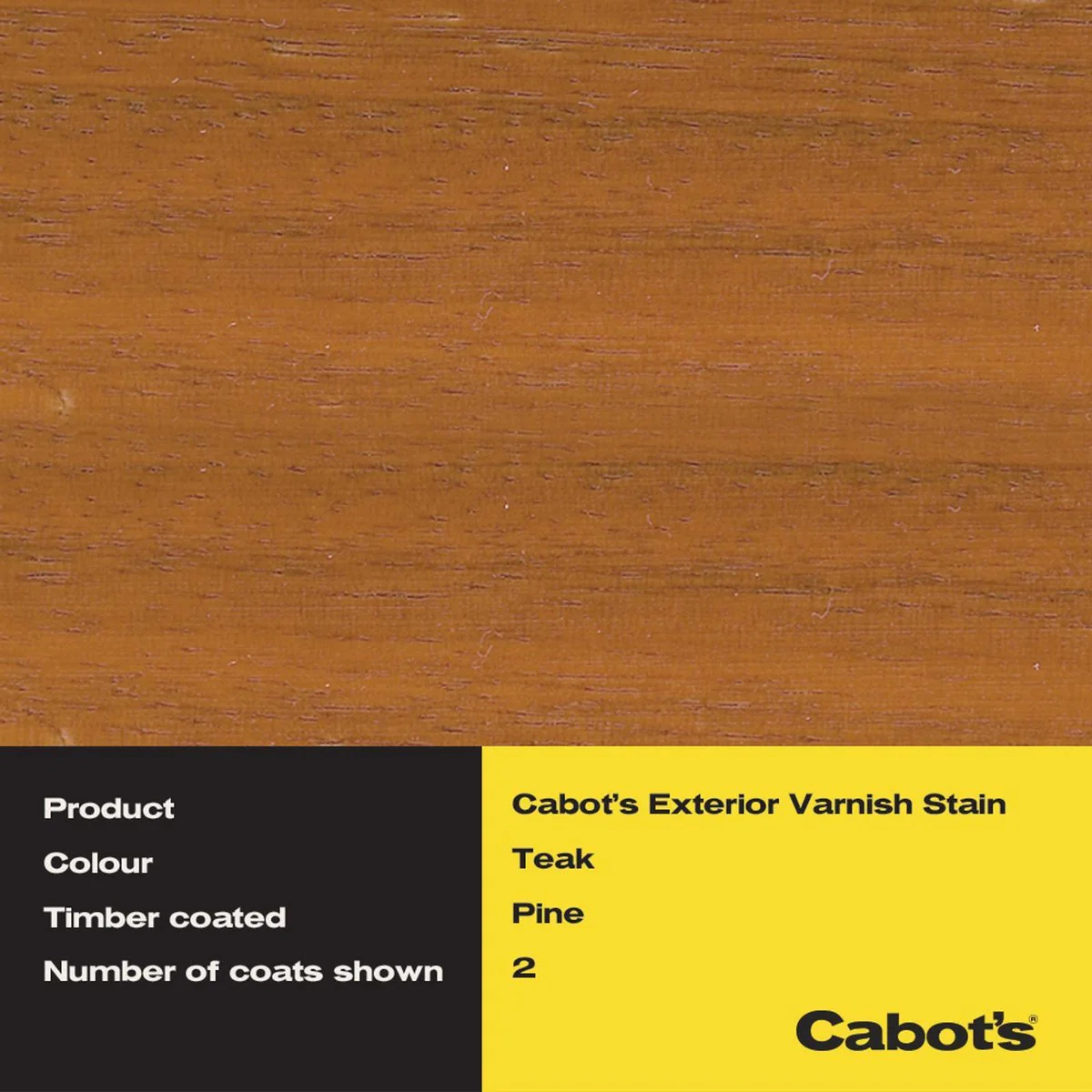 Cabot S Teak Exterior Varnish Stain - 2L - Water Based - Mould Resistant - Image 2