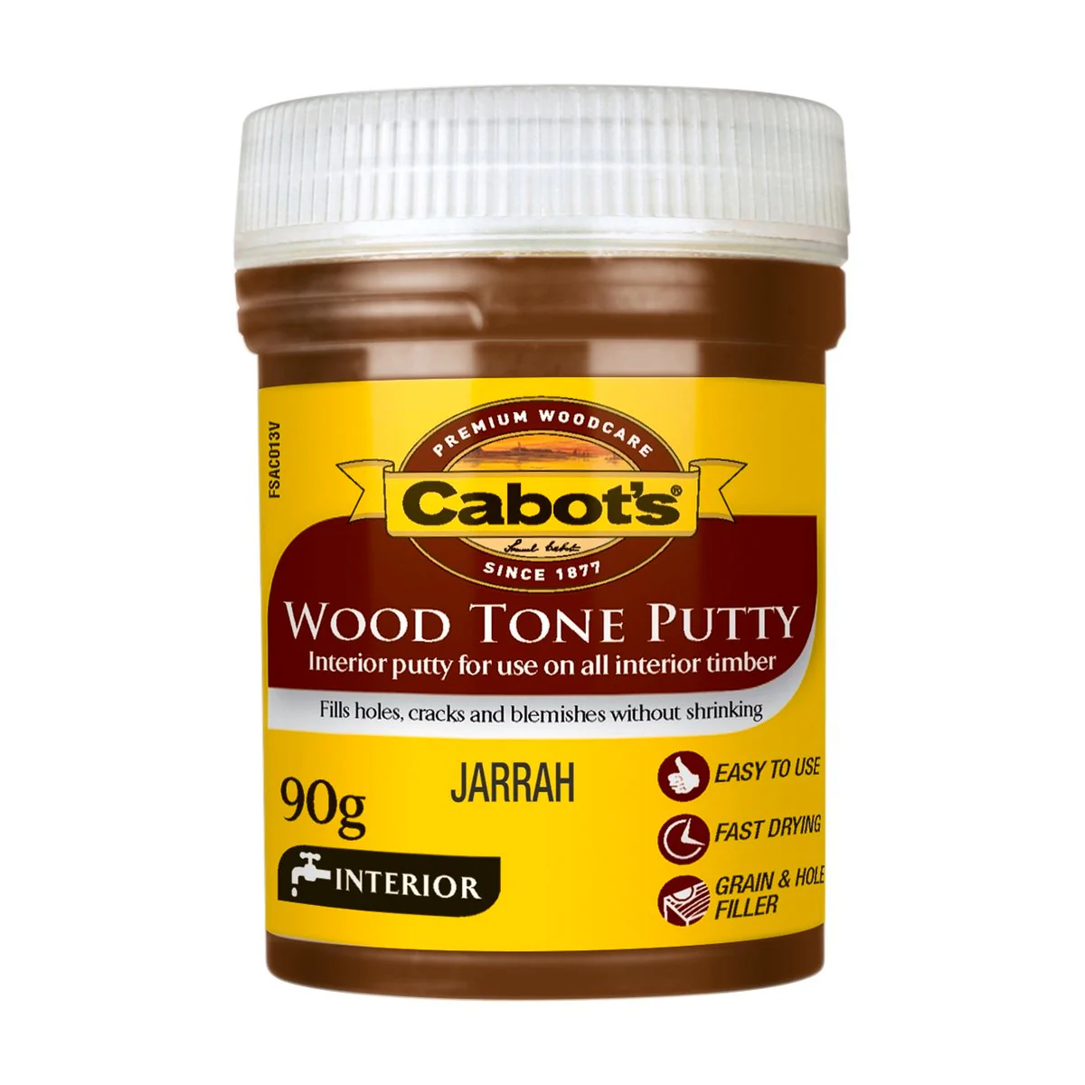 Cabot Wood Tone Putty - 90g - Jarrah - Water Based - Fast Drying