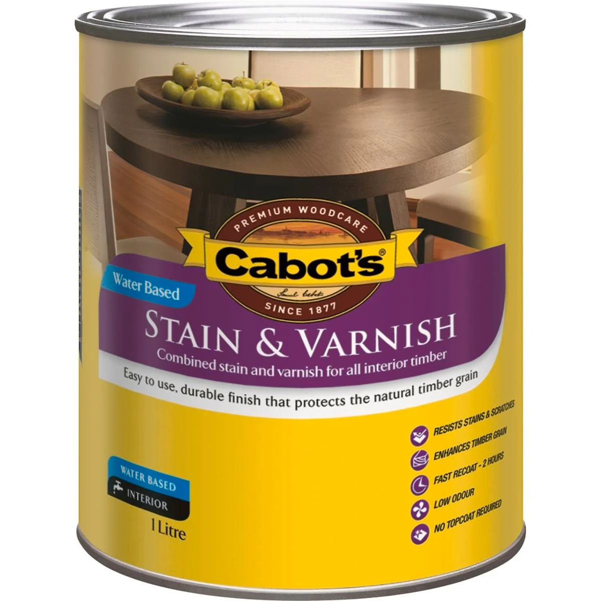 Cabot's Maple Satin Water Based Stain - 1L - Durable - Low Odour