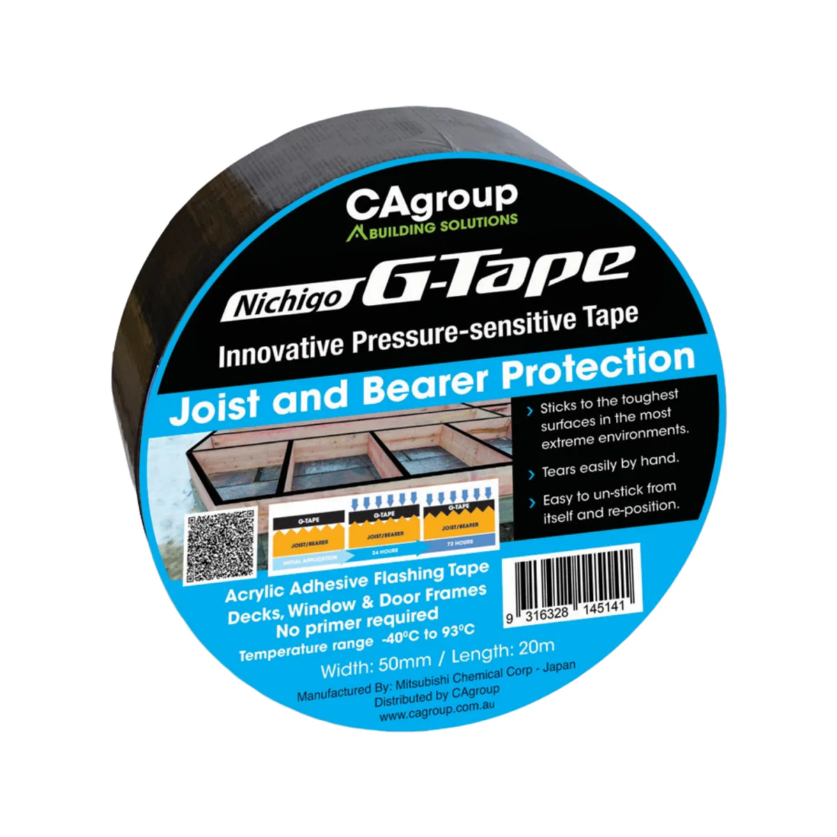 Cagroup Bearer Protector Tape - 50mm x 20m - Woven Cloth - Moisture Seal