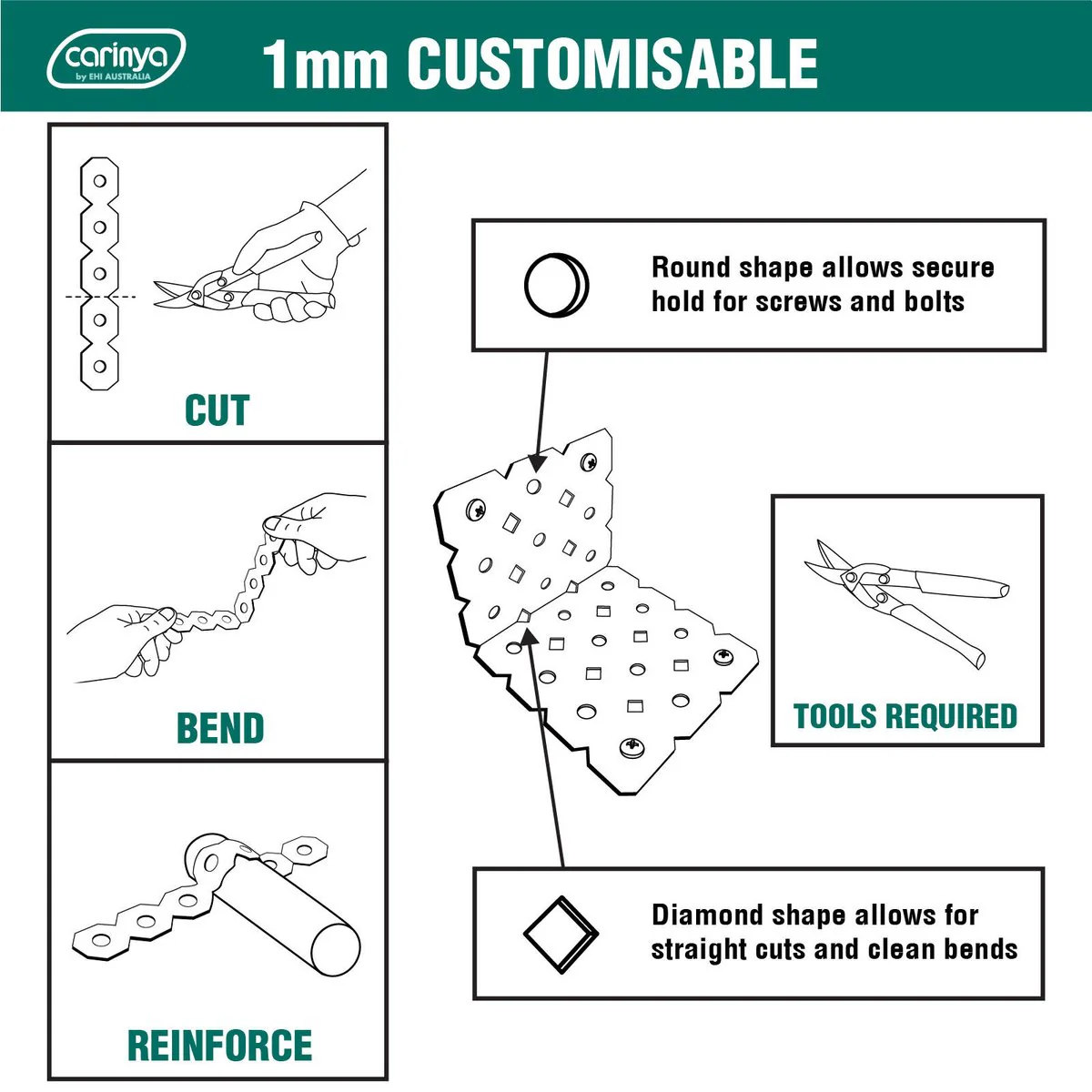 Carinya Angle Bracket - 40mm x 40mm x 200mm - Galvanised Steel - Customisable - Image 4