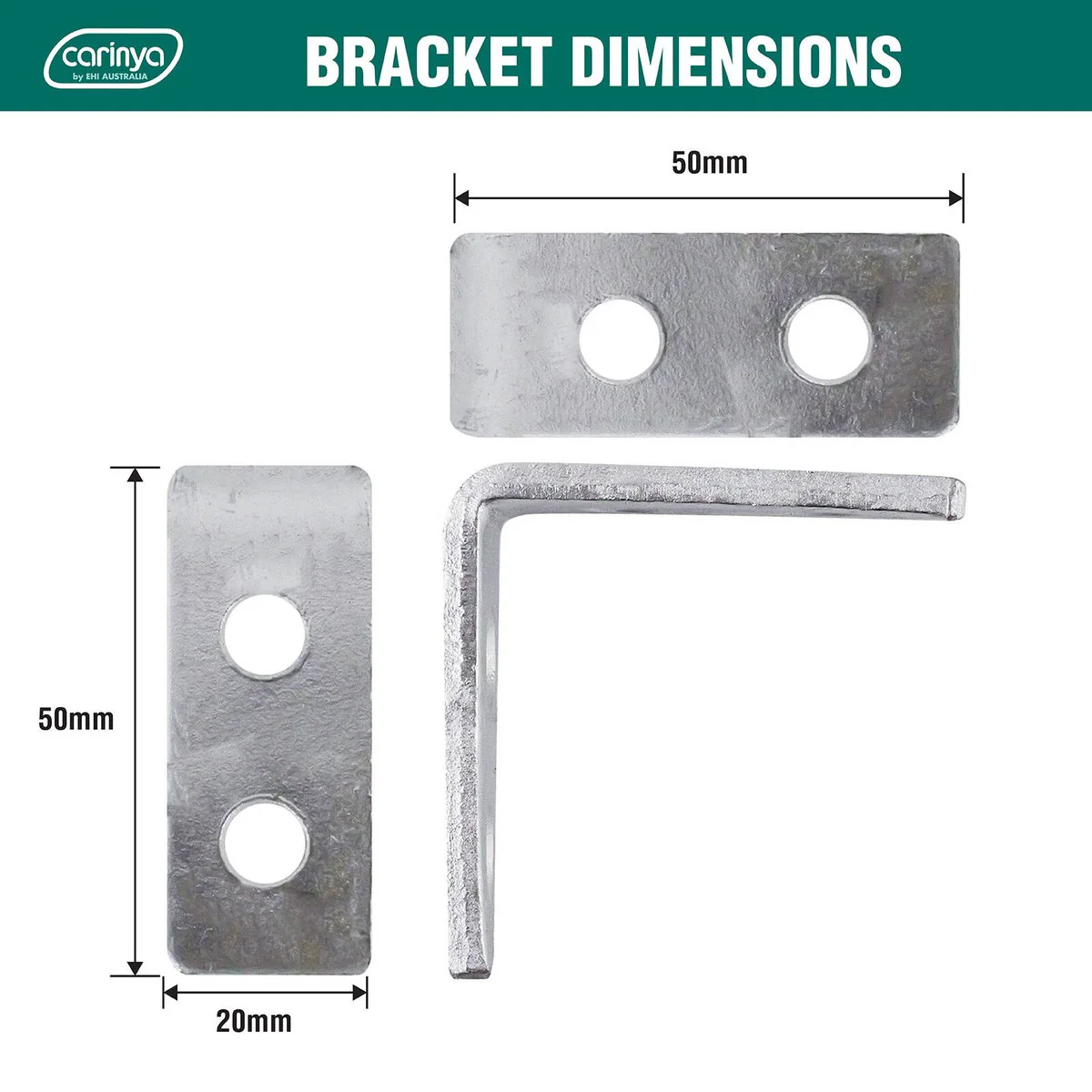 Carinya Galvanised Angle Bracket 50mm 4 Pack - Silver - Image 5