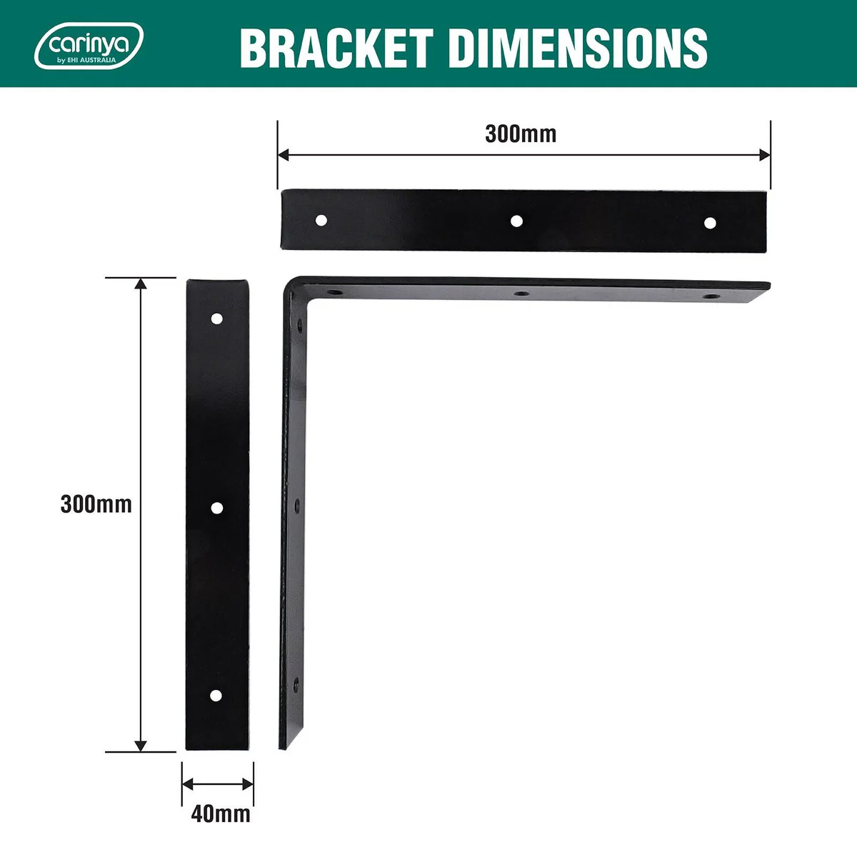 Carinya Black Angle Bracket 300 x 300mm - Heavy-Duty Support Solution - Image 4