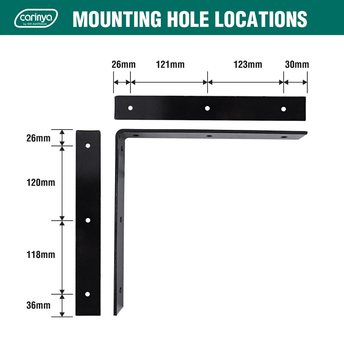 Carinya Black Angle Bracket 300 x 300mm - Heavy-Duty Support Solution - Image 5