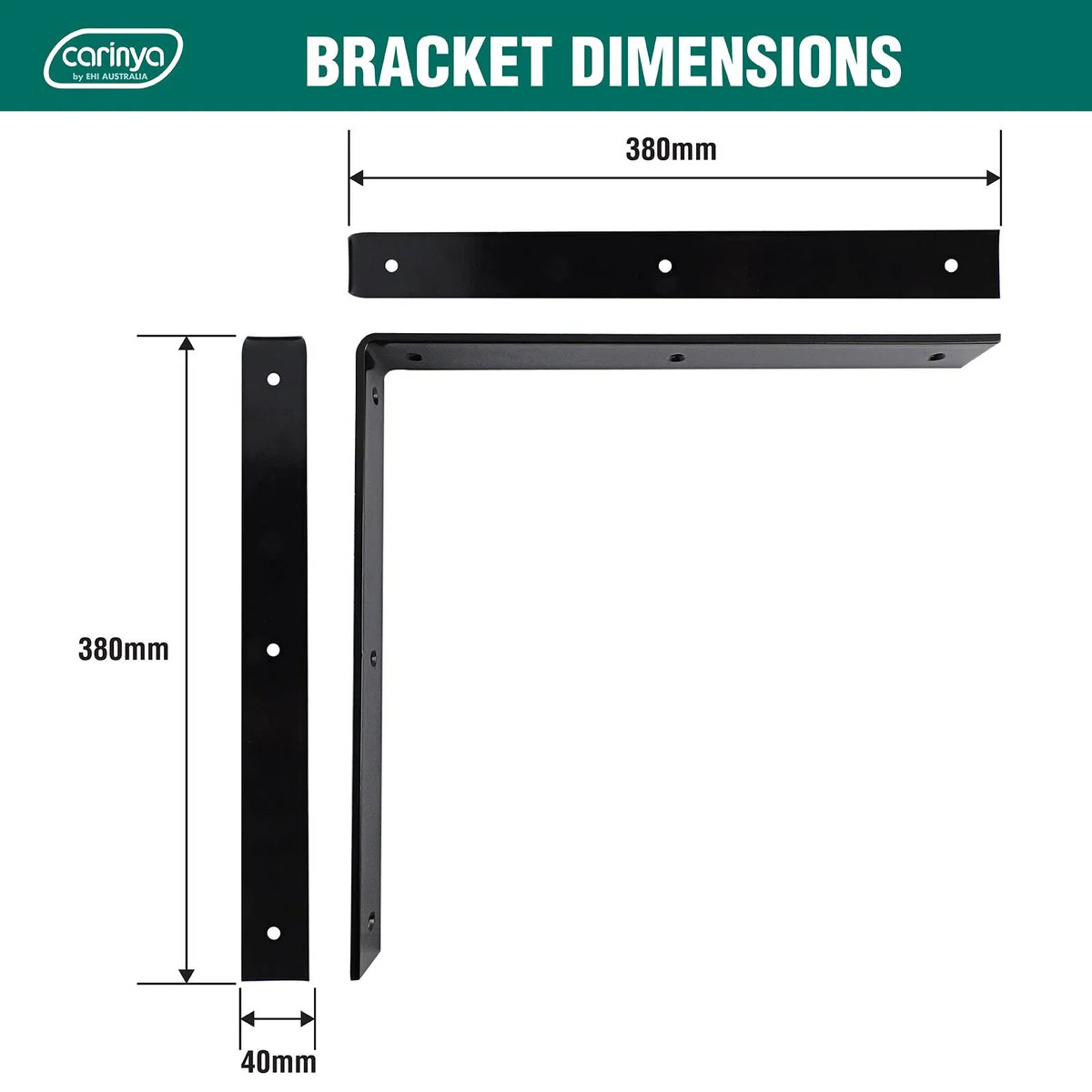 Carinya Black Angle Bracket 380 x 380mm - Heavy-Duty Support Solution - Image 4