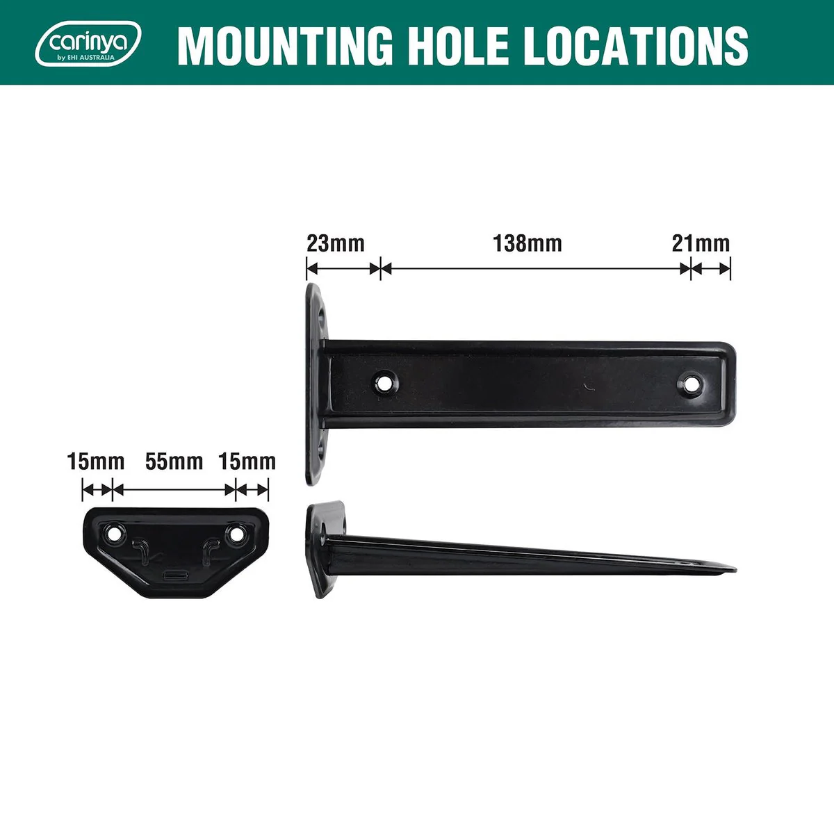 Carinya Floating Shelf Bracket 189x39mm - Black - 50kg Load Capacity - Image 4
