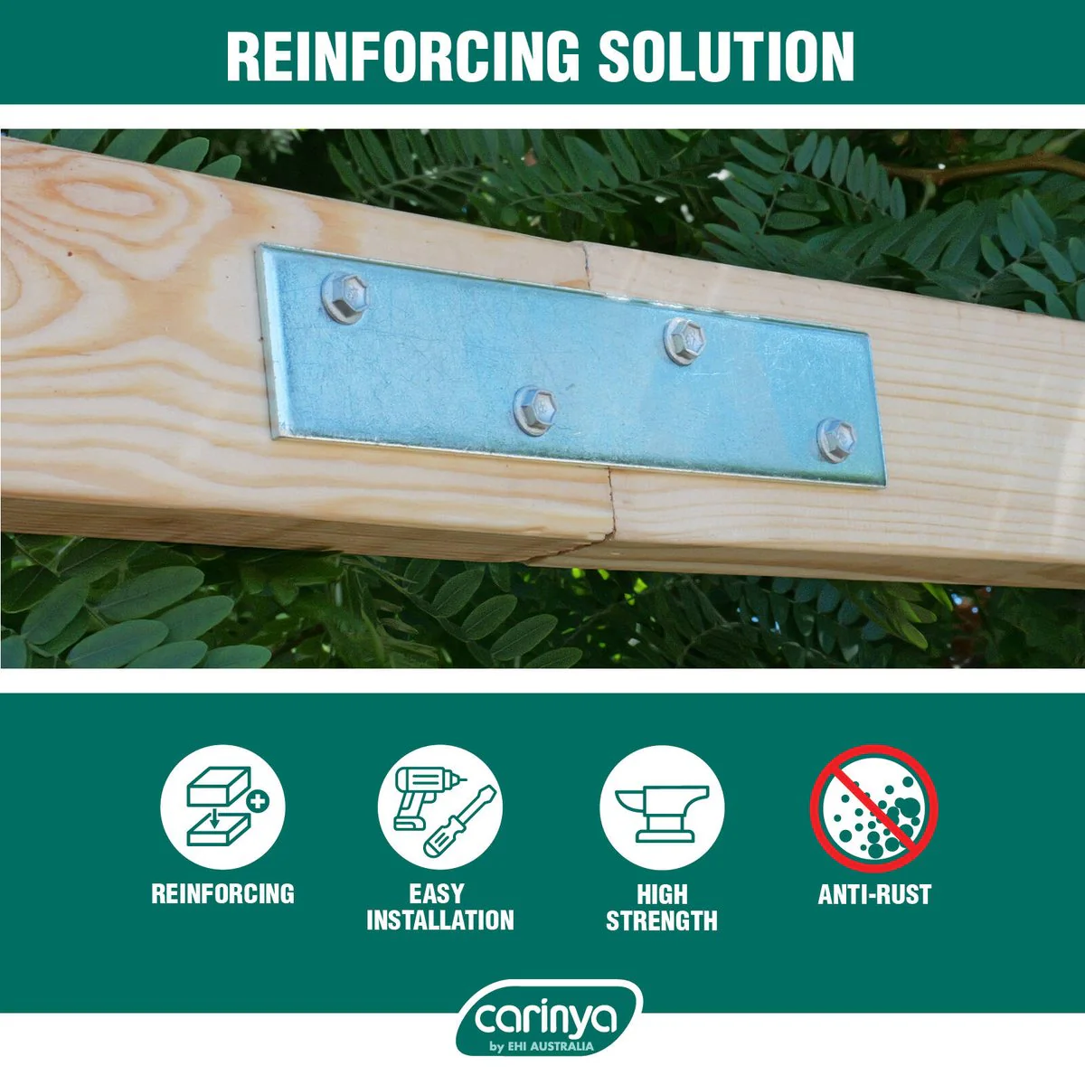 Carinya Mending Plate - 340mm x 40mm x 3.5mm - Zinc Plated - Reinforced Strength - Image 5