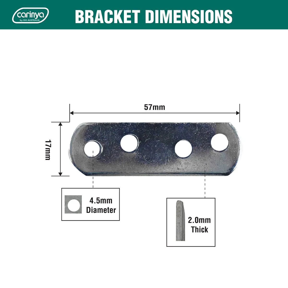 Carinya Zinc Plated Mending Plate 8 Pack 57x17x2mm Silver - Image 5