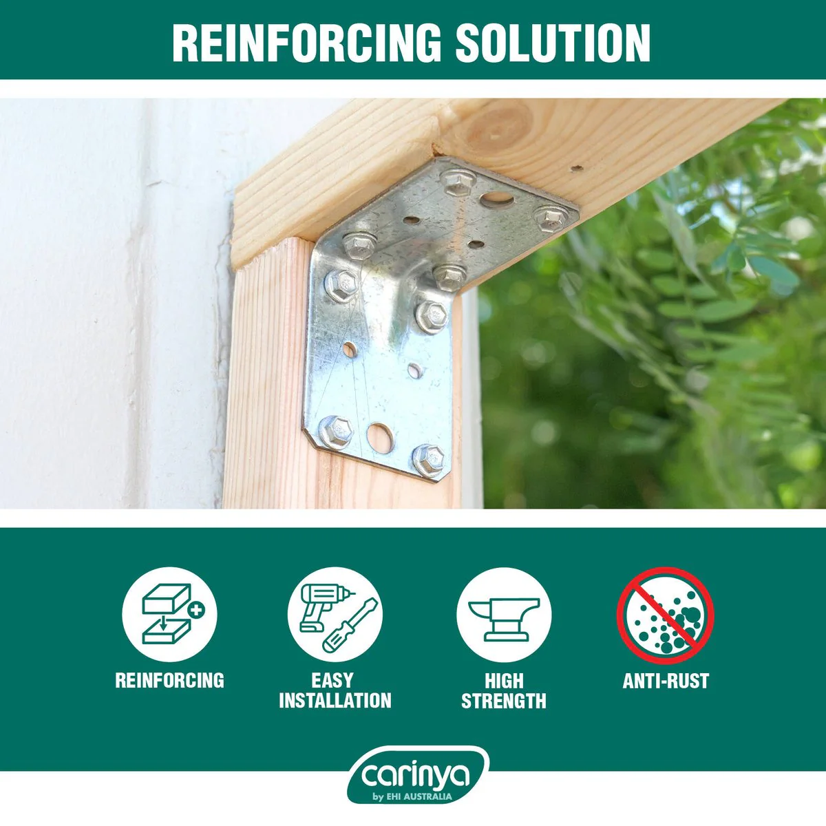 Carinya Reinforcing Angle Bracket - 230mm x 40mm x 40mm - Galvanised - Indoor/Outdoor - Image 5