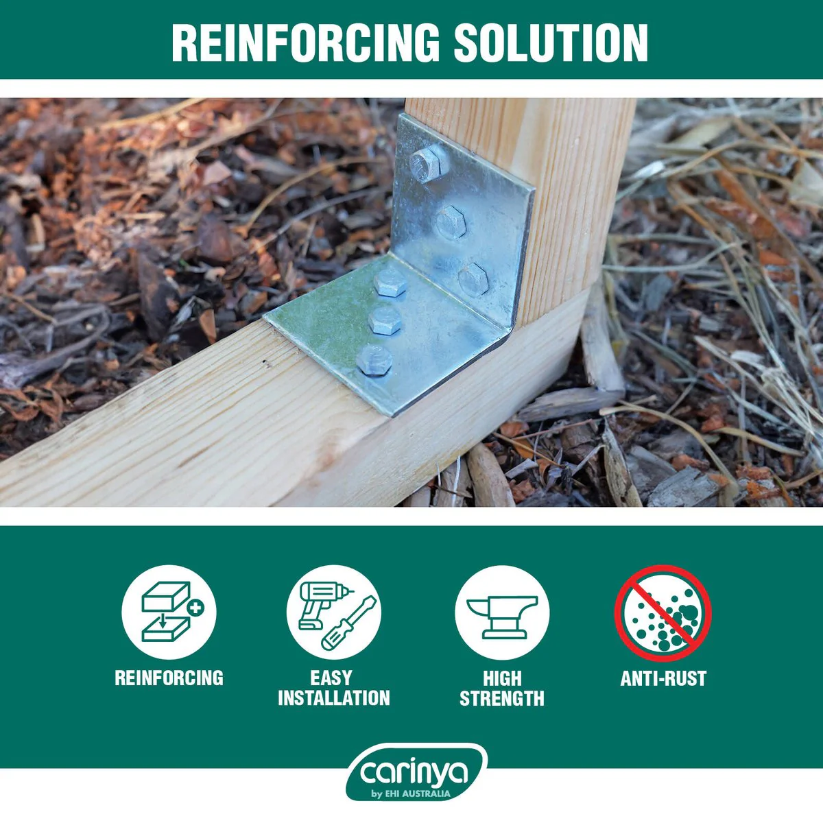 Carinya Reinforcing Angle Bracket - 75mm - Zinc Plated - 500kg Load Capacity - Image 5