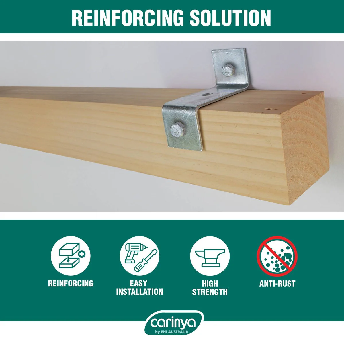 Carinya Reinforcing Z Bracket - 50 x 100 x 50mm - Galvanised Steel - 200kg Load Capacity - Image 5