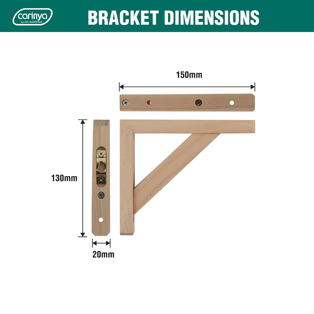 Carinya Stayed Bracket - 150 x 130mm - Raw Pine - 35 kg Load Capacity - Image 4