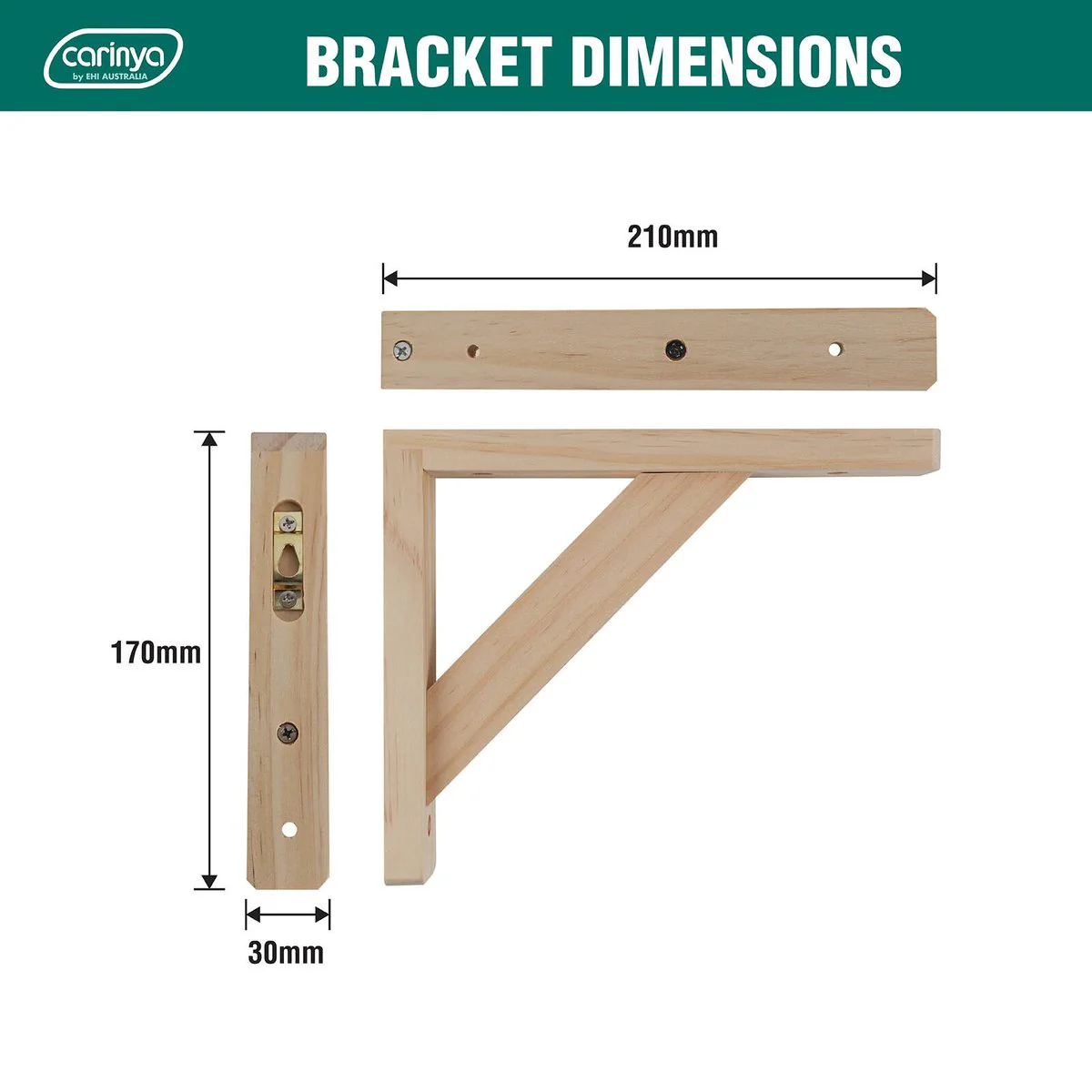 Carinya Stayed Bracket - 210 x 170mm - Raw Pine - DIY Design - Image 4