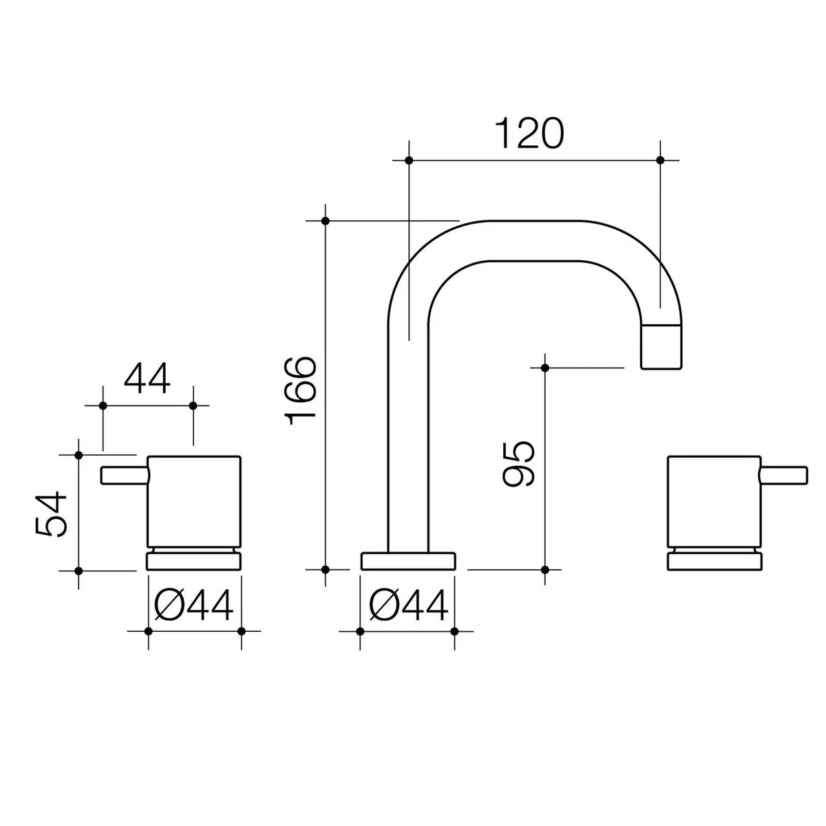 Caroma Chrome Luna Lever Basin Tap Set - Lead Free Brass - 44mm x 166mm - Image 2