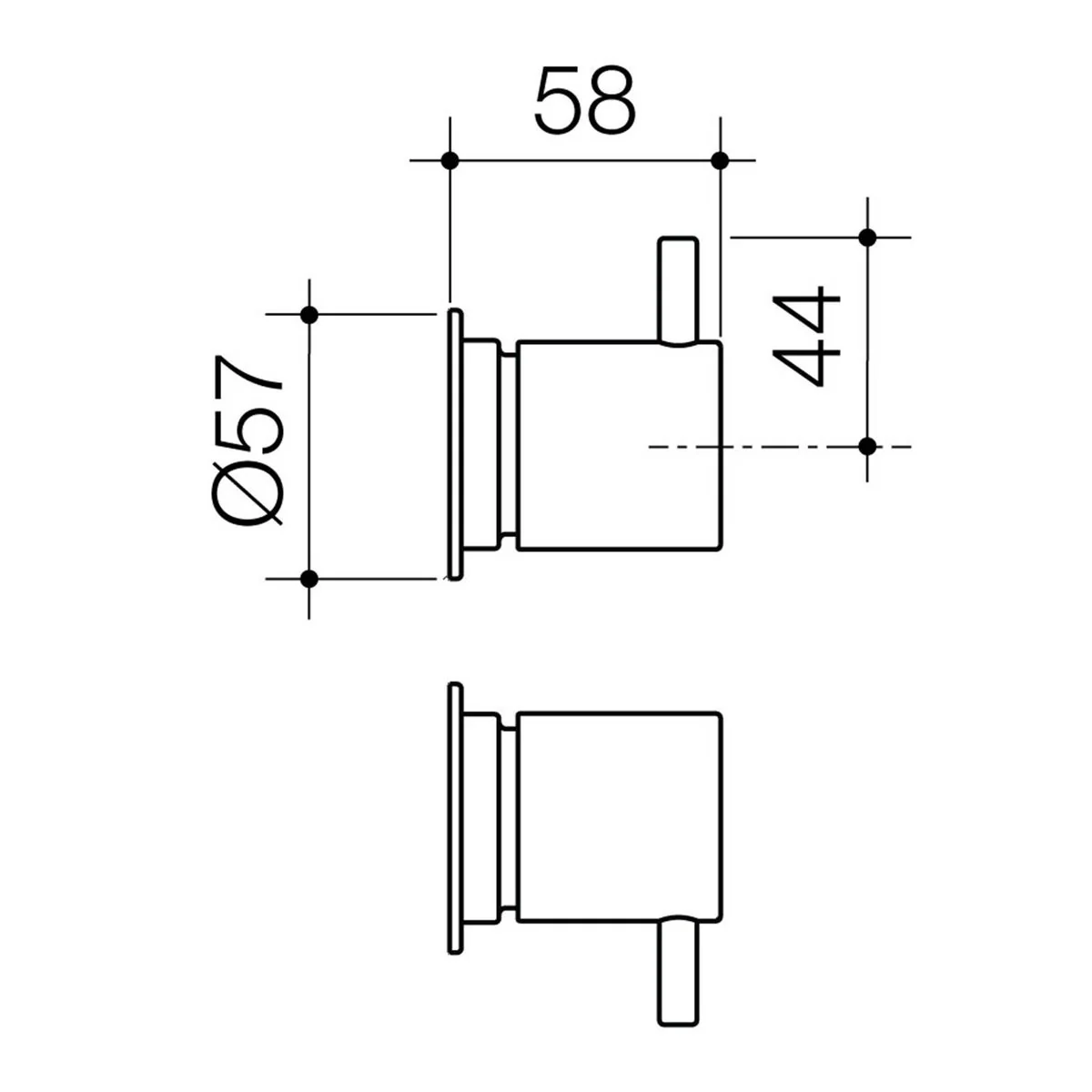 Caroma Chrome Luna Wall Top Assemblies Lever - 57mm x 58mm - Lead-Free Brass - Image 2