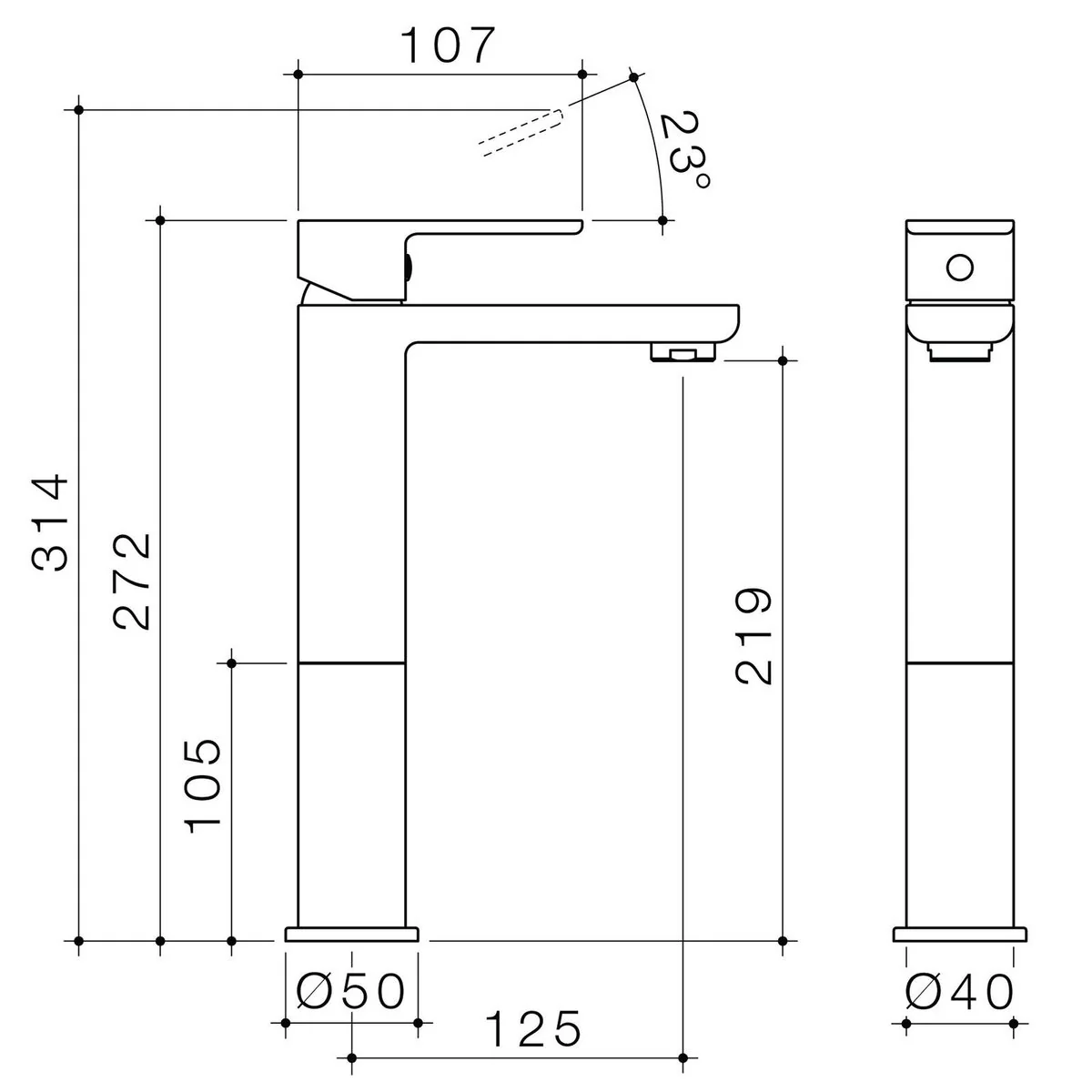 Caroma Luna Basin Mixer - Brushed Nickel - 40mm x 272mm x 215mm - Lead-Free Brass - Image 2